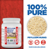 Yerba Prima Psyllium Whole Husks 20 oz side view with nutritional information