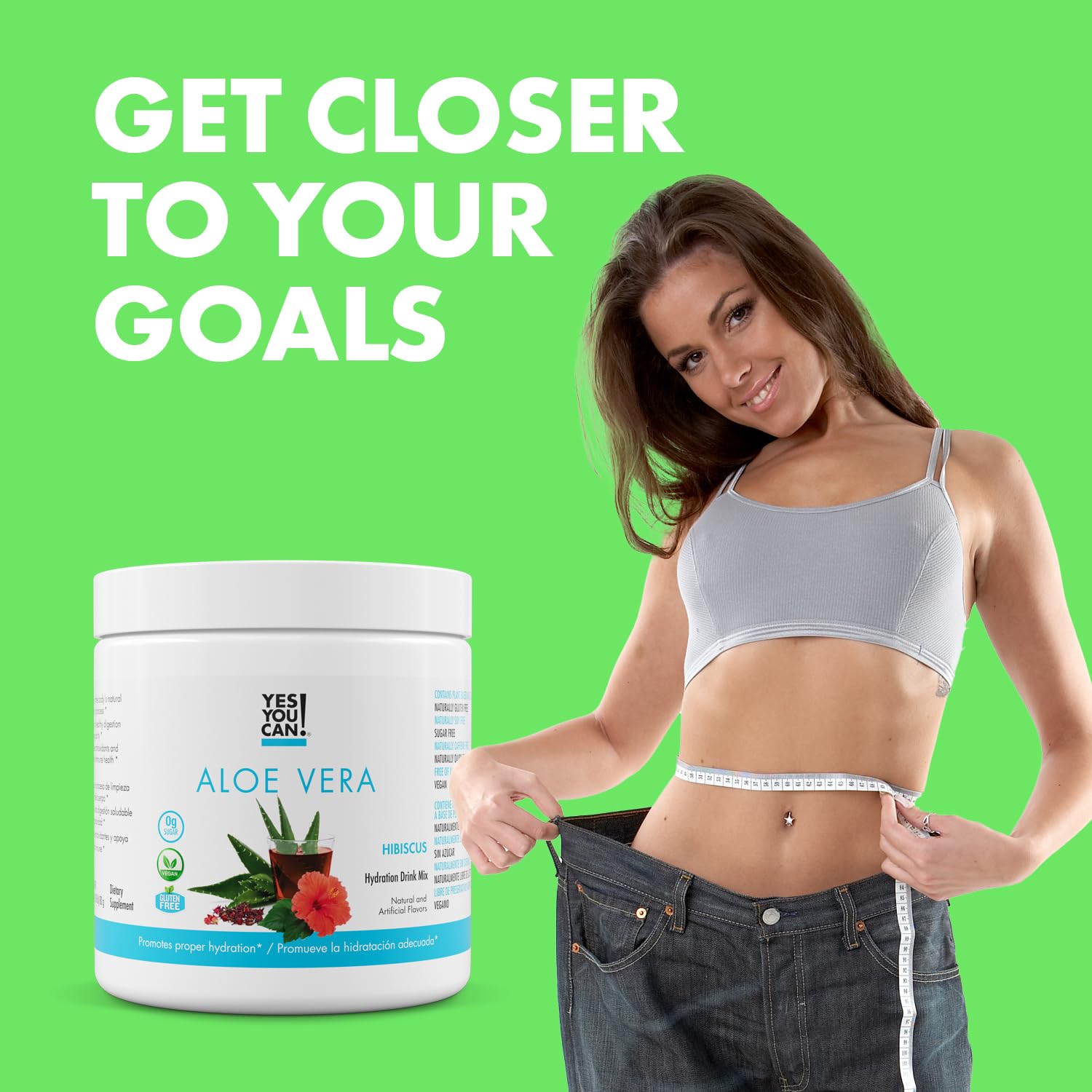 Yes You Can! Aloe Vera Drink Mix 118g with ice cubes