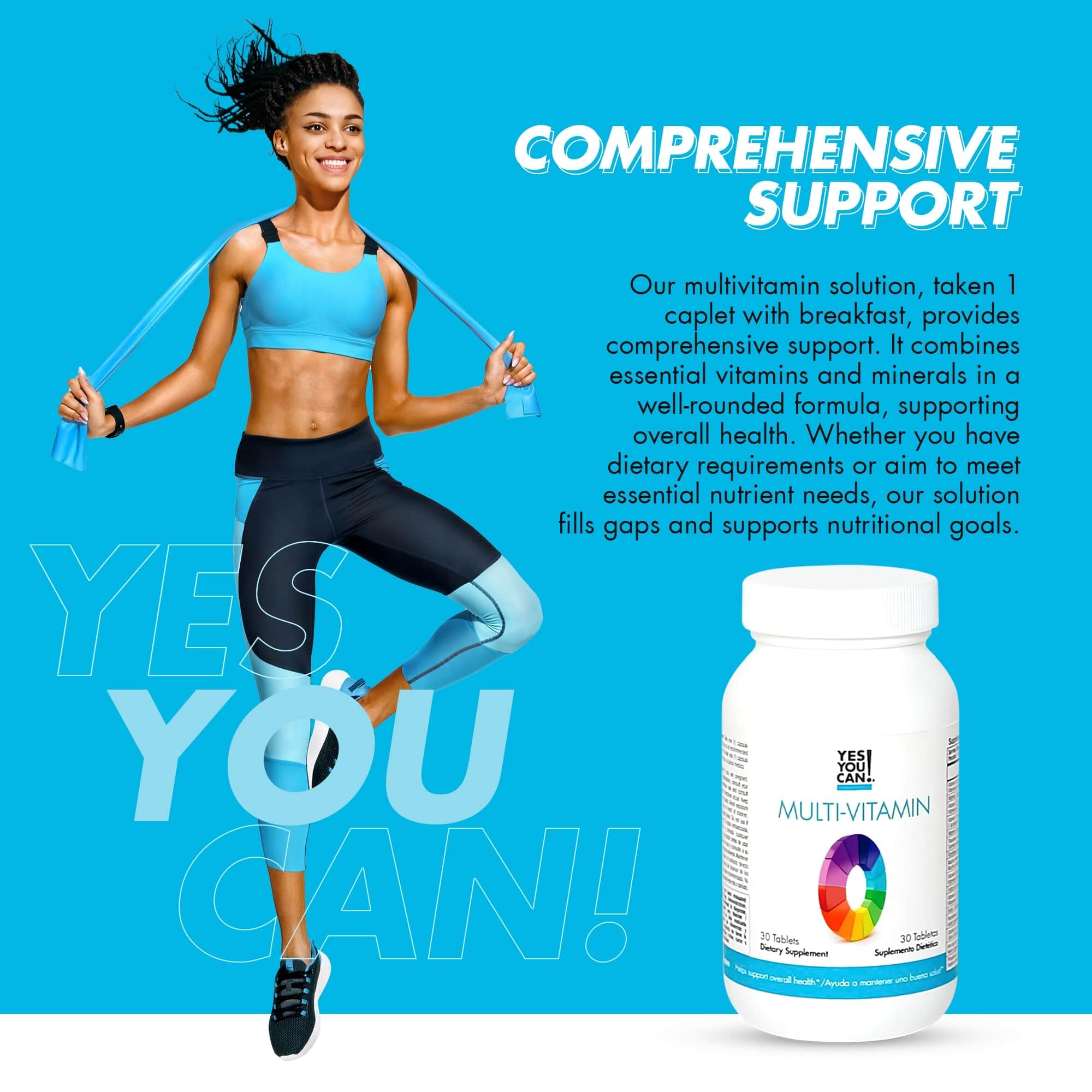 Yes You Can! Multivitamins bottle with a measuring spoon
