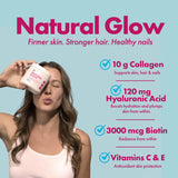 Yes You Can! Natural Glow Collagen powder scoop with unflavoured powder