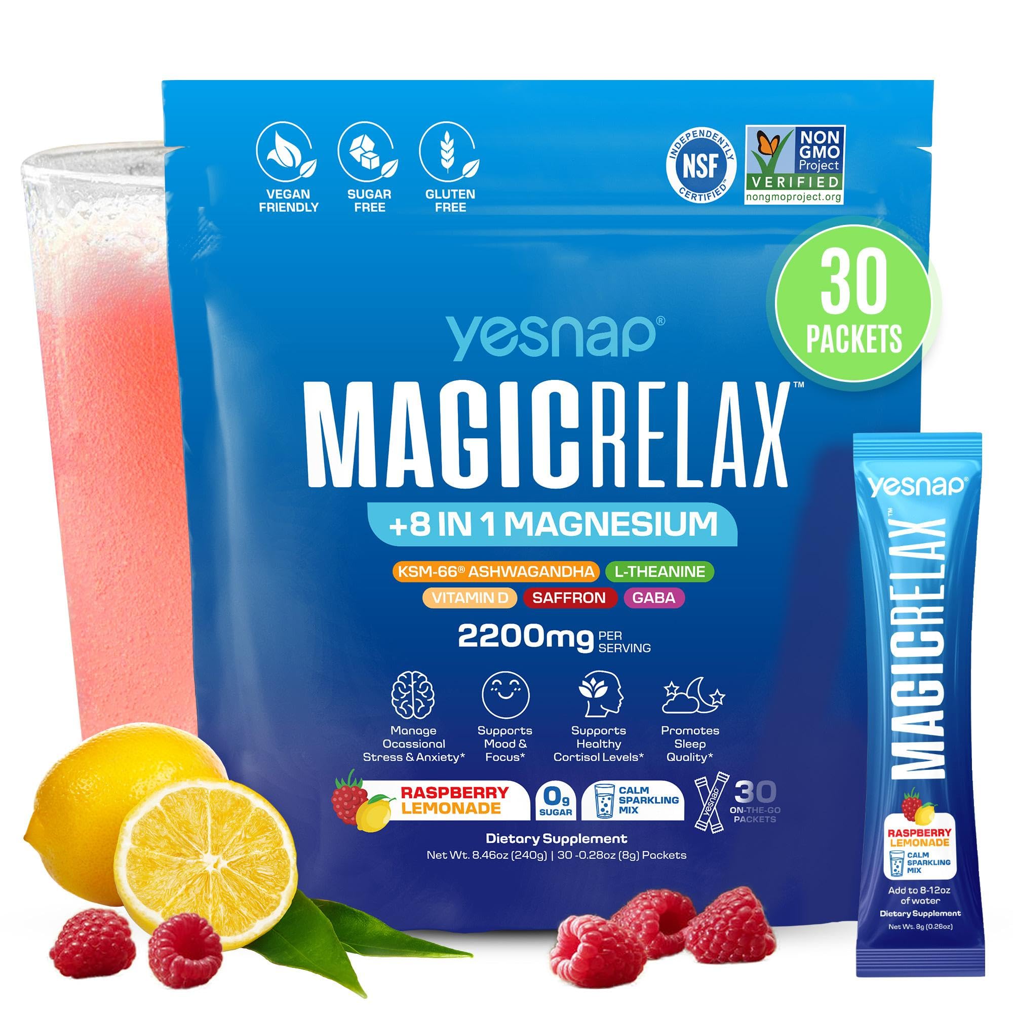Yesnap Magnesium 8-in-1 Supplement 240g front view