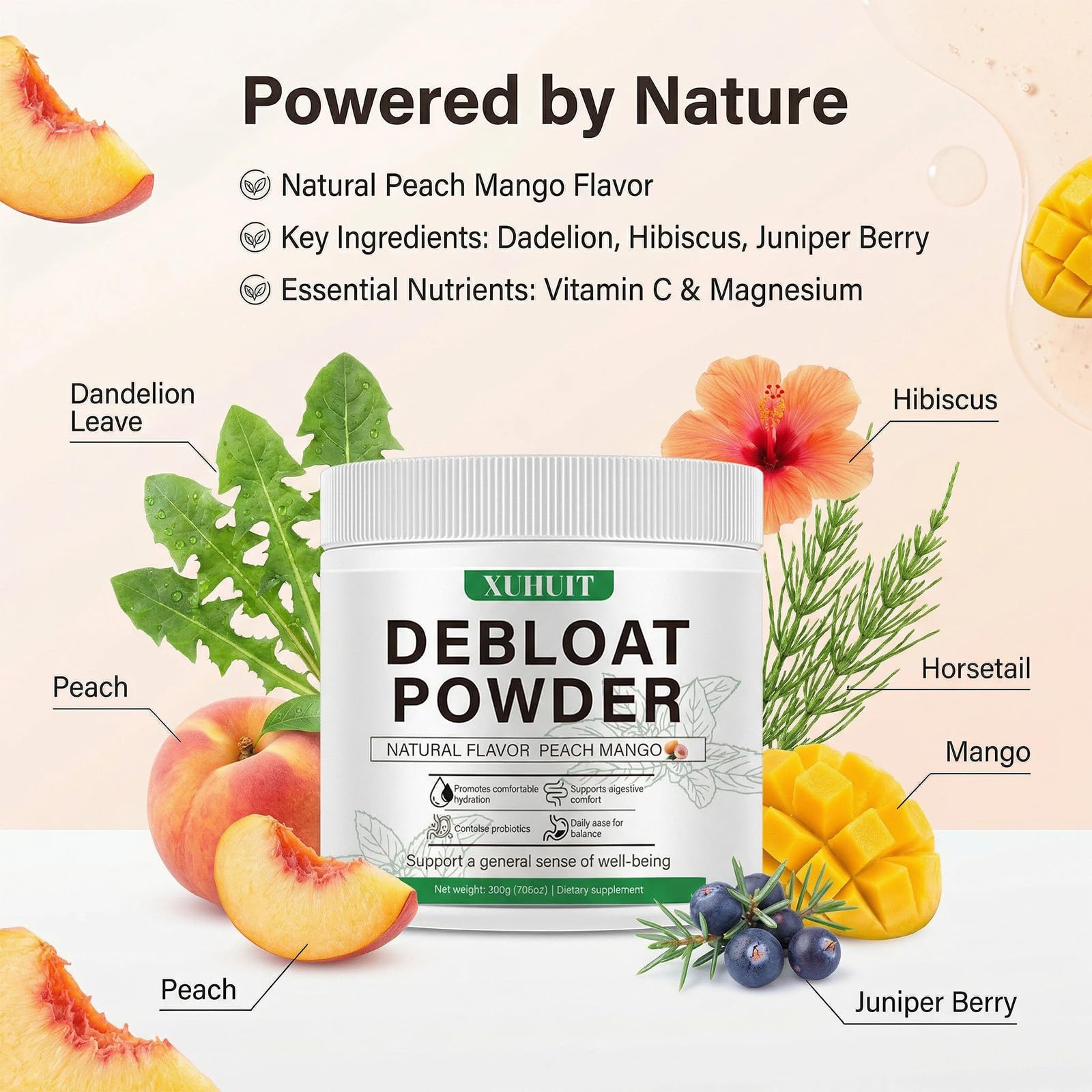 YFDSRF Prebiotic Powder mixed in a glass of water