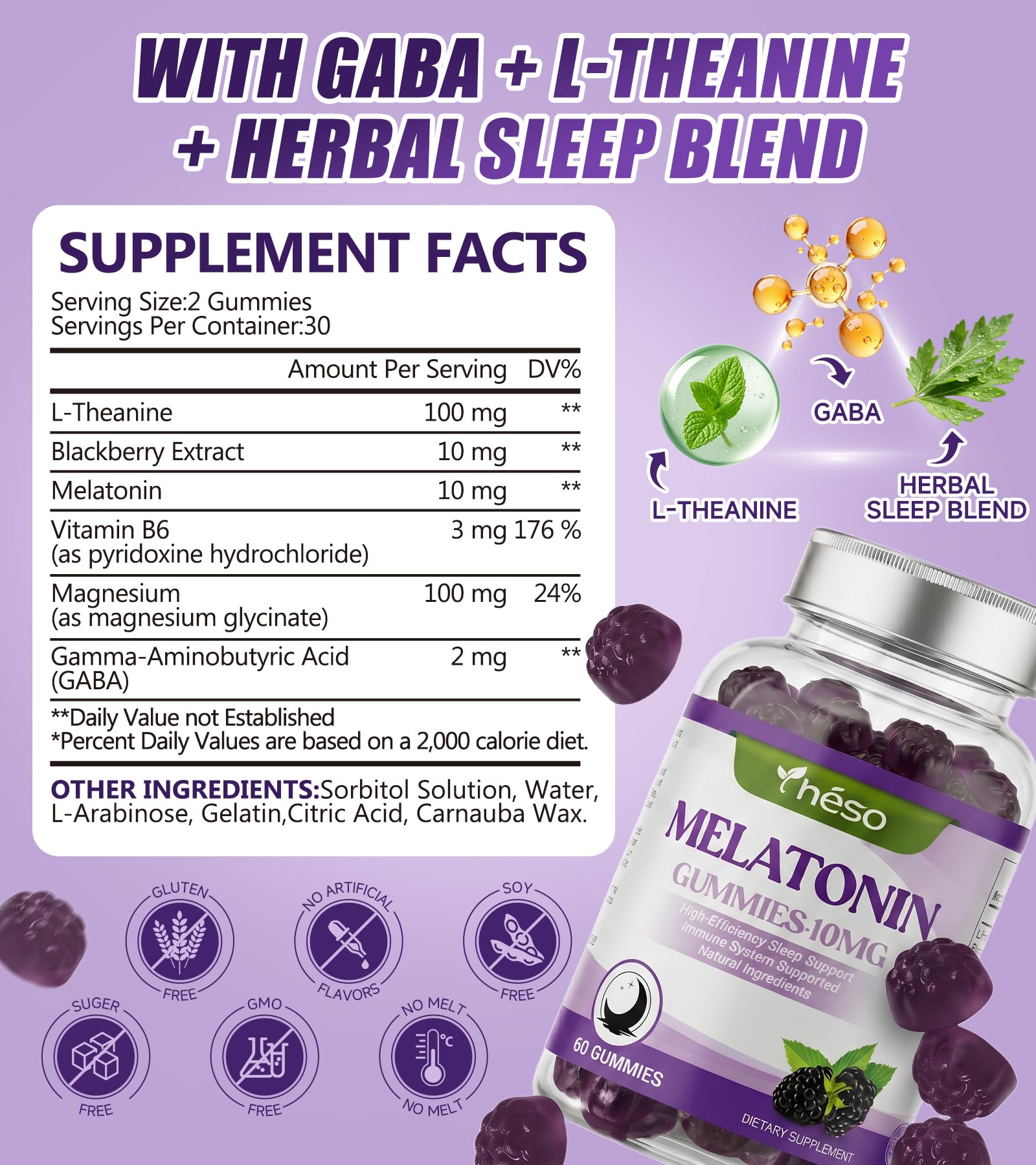 Yheso Sugar Free Melatonin Gummies 10mg gummies on a table