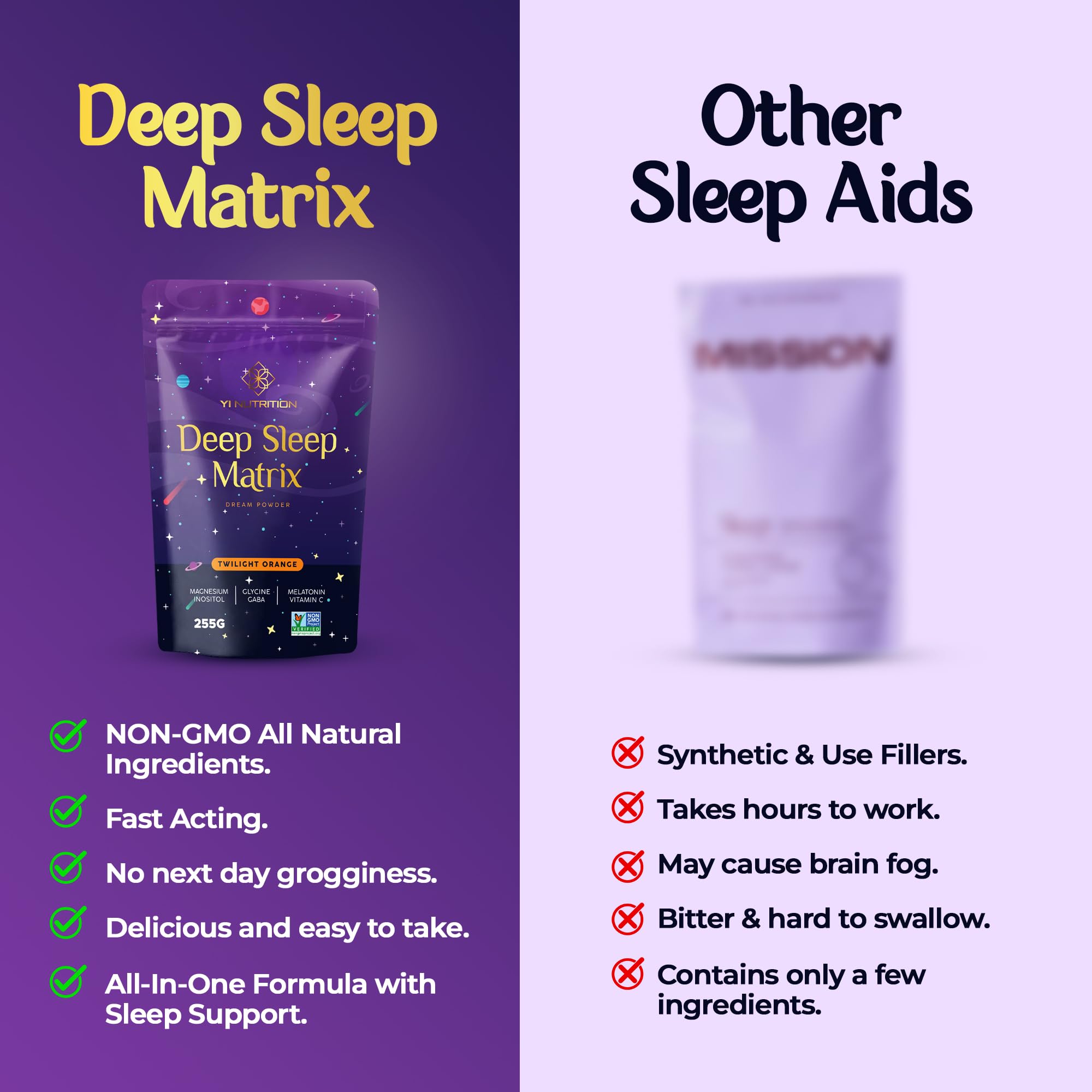 Yi Nutrition Deep Sleep Matrix powder side view