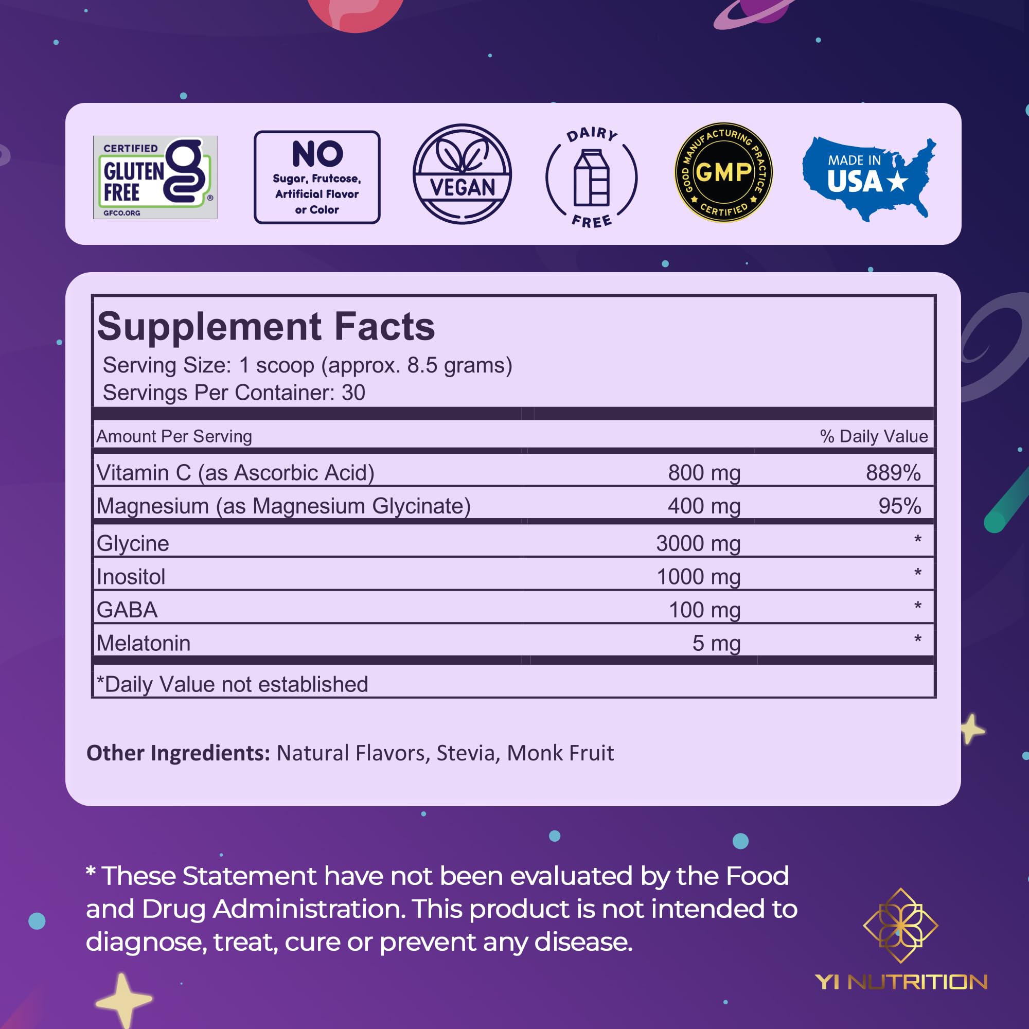 Yi Nutrition Deep Sleep Matrix powder with spoon