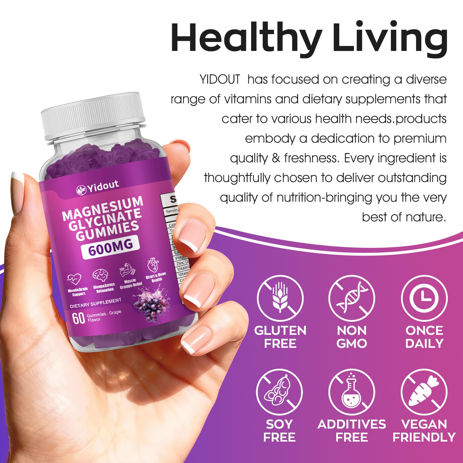 Yidout Magnesium Glycinate Gummies in a lifestyle setting