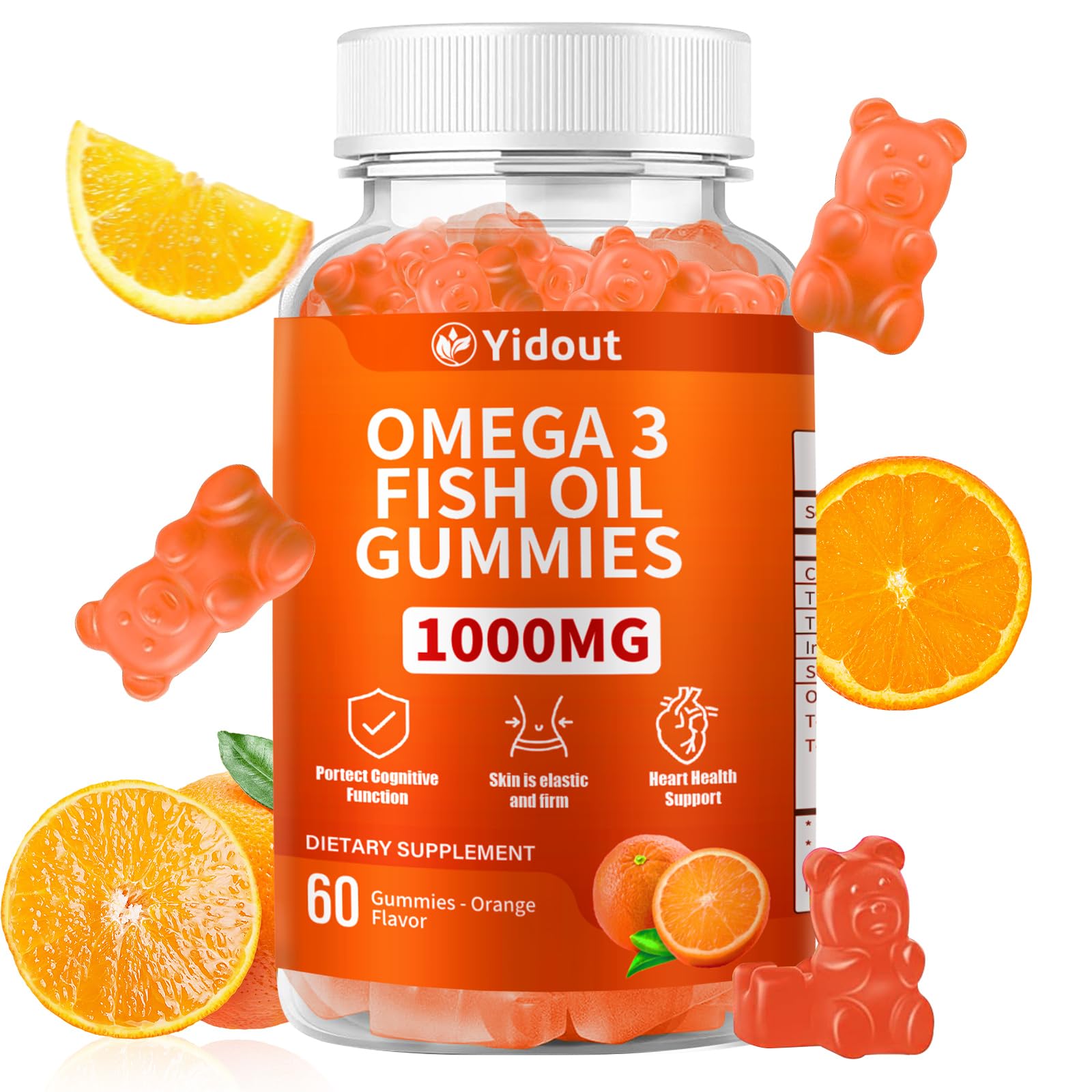 Yidout Omega-3 Fish Oil Gummies front view packaging