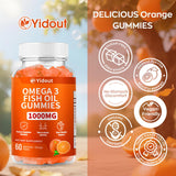 Yidout Omega-3 Fish Oil Gummies on a wooden table