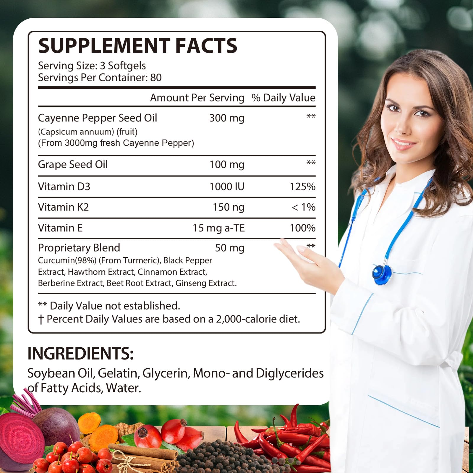 YIEEGCM Cayenne Complex 12-in-1 Softgels with measuring spoon