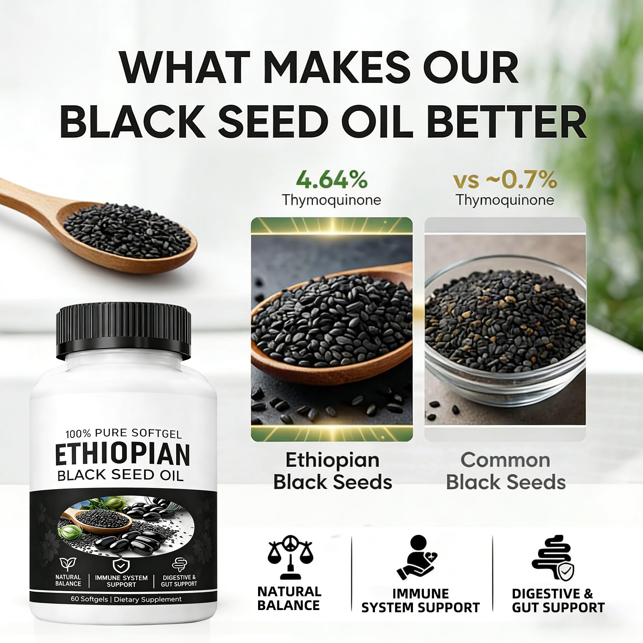 Yiishuiil Black Seed Oil Capsules with a glass of water