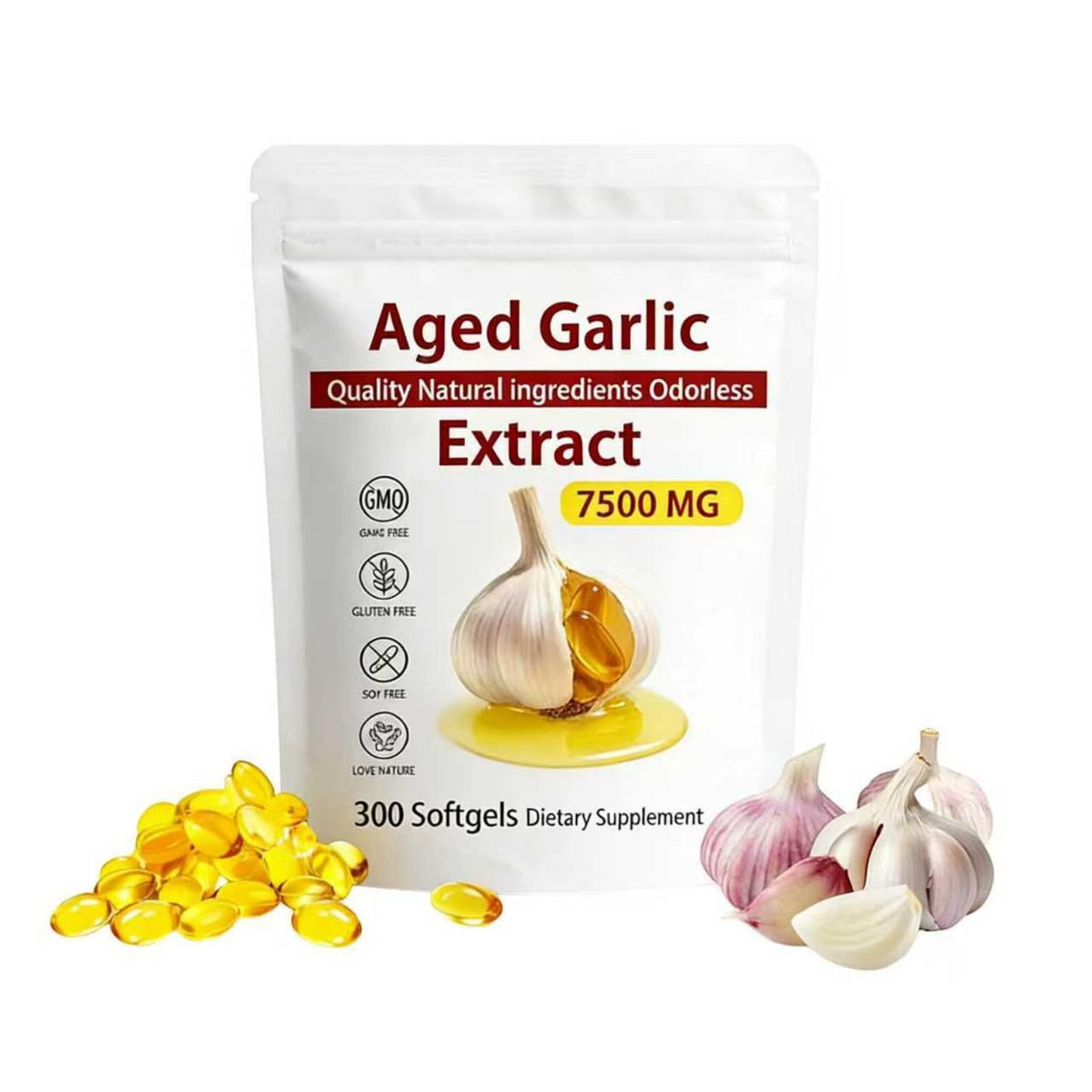 Yiishuiil Garlic Softgels 7500mg front view