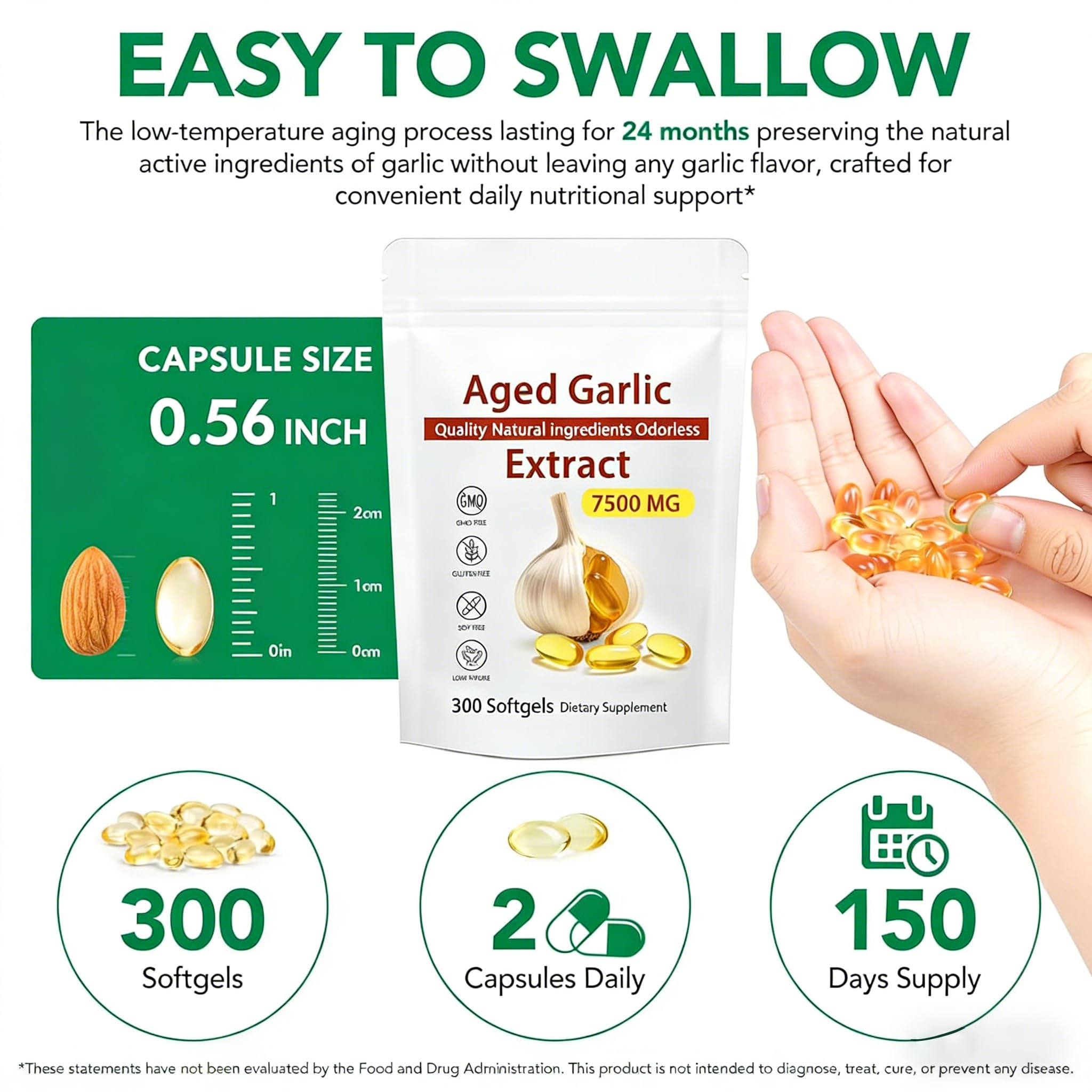 Yiishuiil Garlic Softgels 7500mg nutritional information
