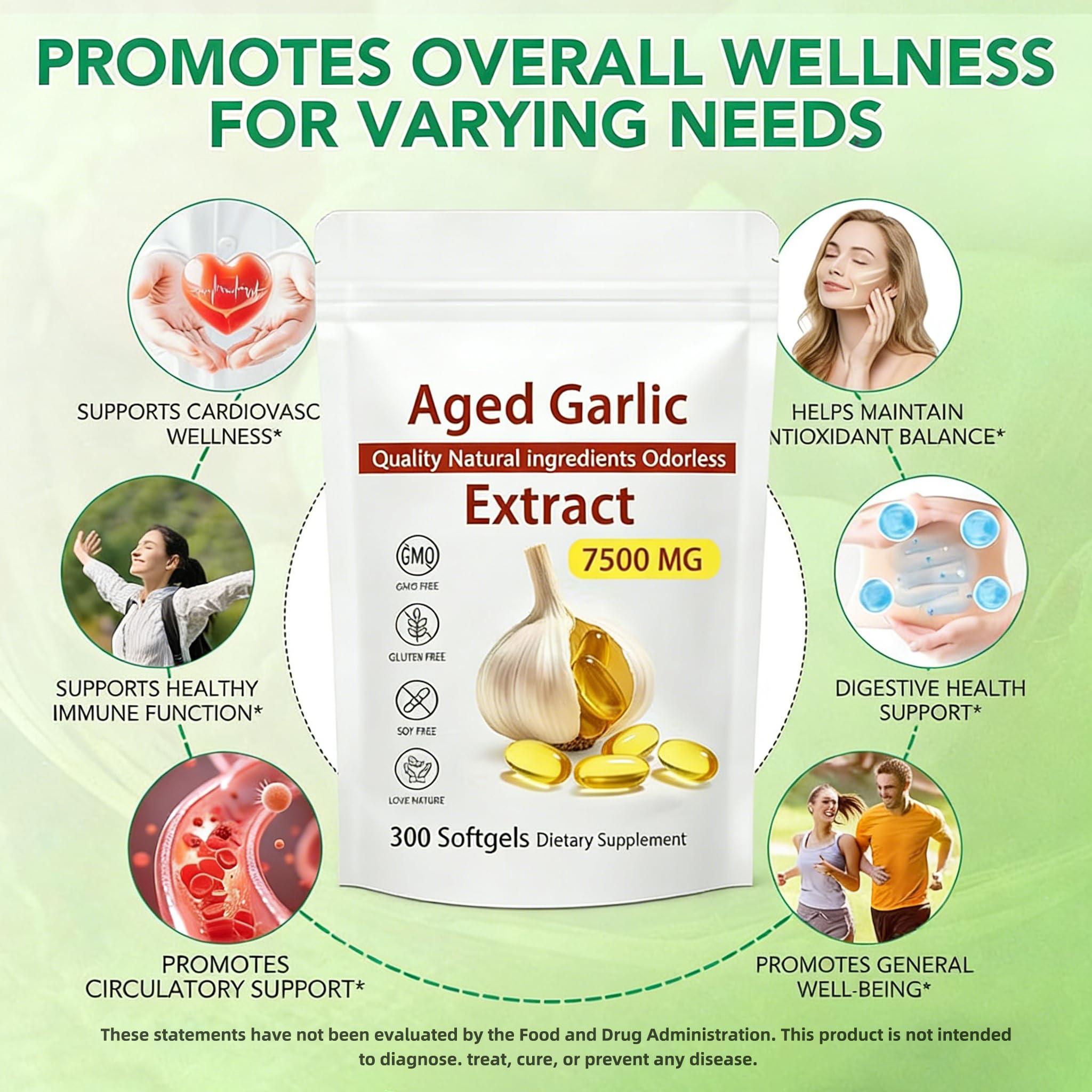 Yiishuiil Garlic Softgels 7500mg side view