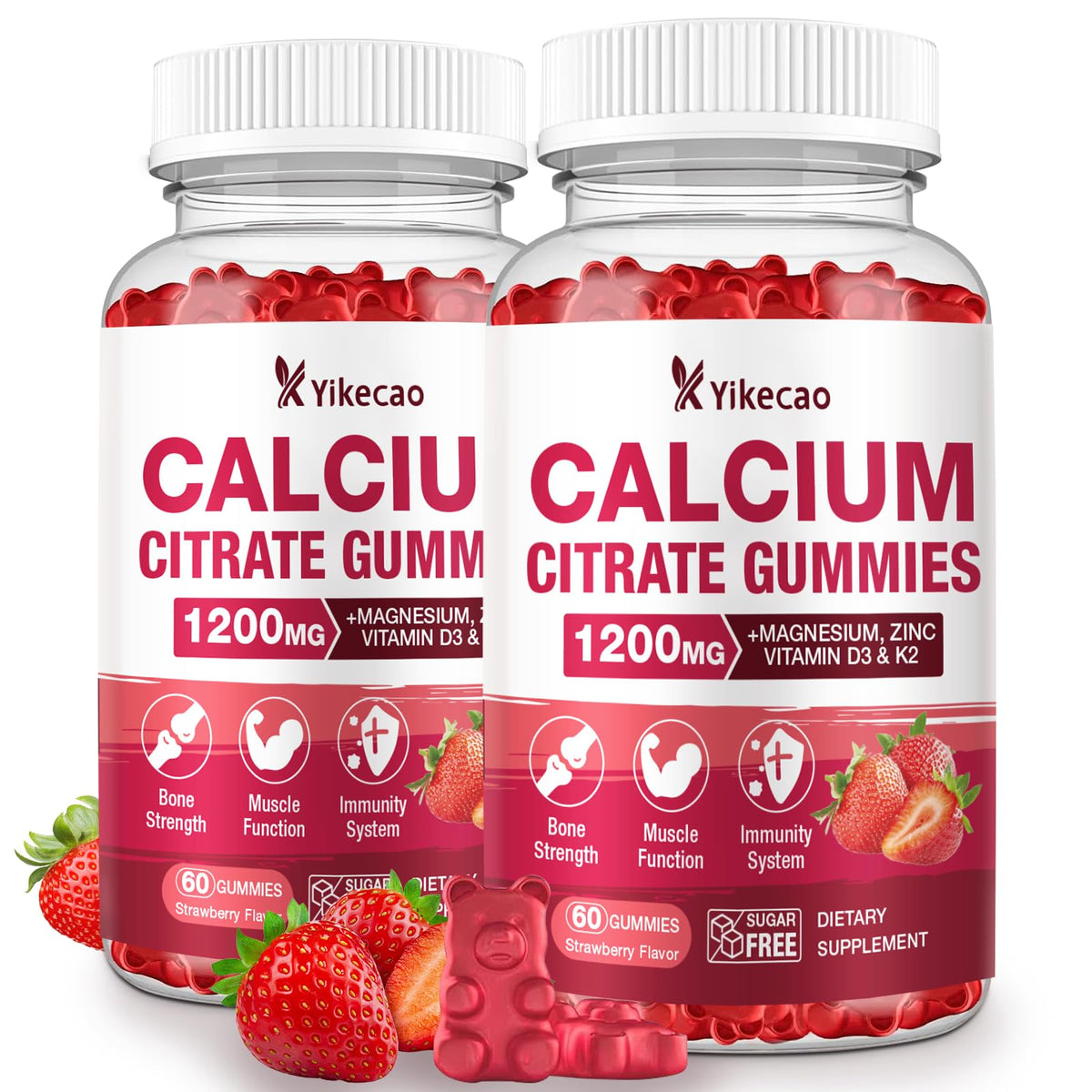 Yikecao Calcium Citrate Gummies 1200mg front view
