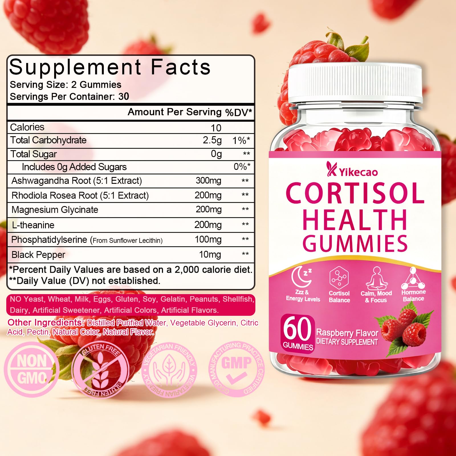 Yikecao Cortisol Gummies packaging with 120 count