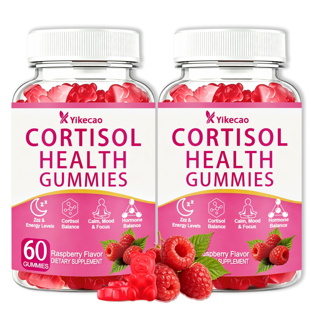 Yikecao Cortisol Gummies raspberry flavour front view
