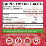 Yikecao L-Lysine Gummies 1000mg strawberry flavour bottle side view