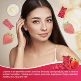 Yikecao L-Lysine Gummies 1000mg strawberry flavour in a bowl