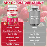 Yikecao L-Lysine Gummies 1000mg strawberry flavour with fresh strawberries
