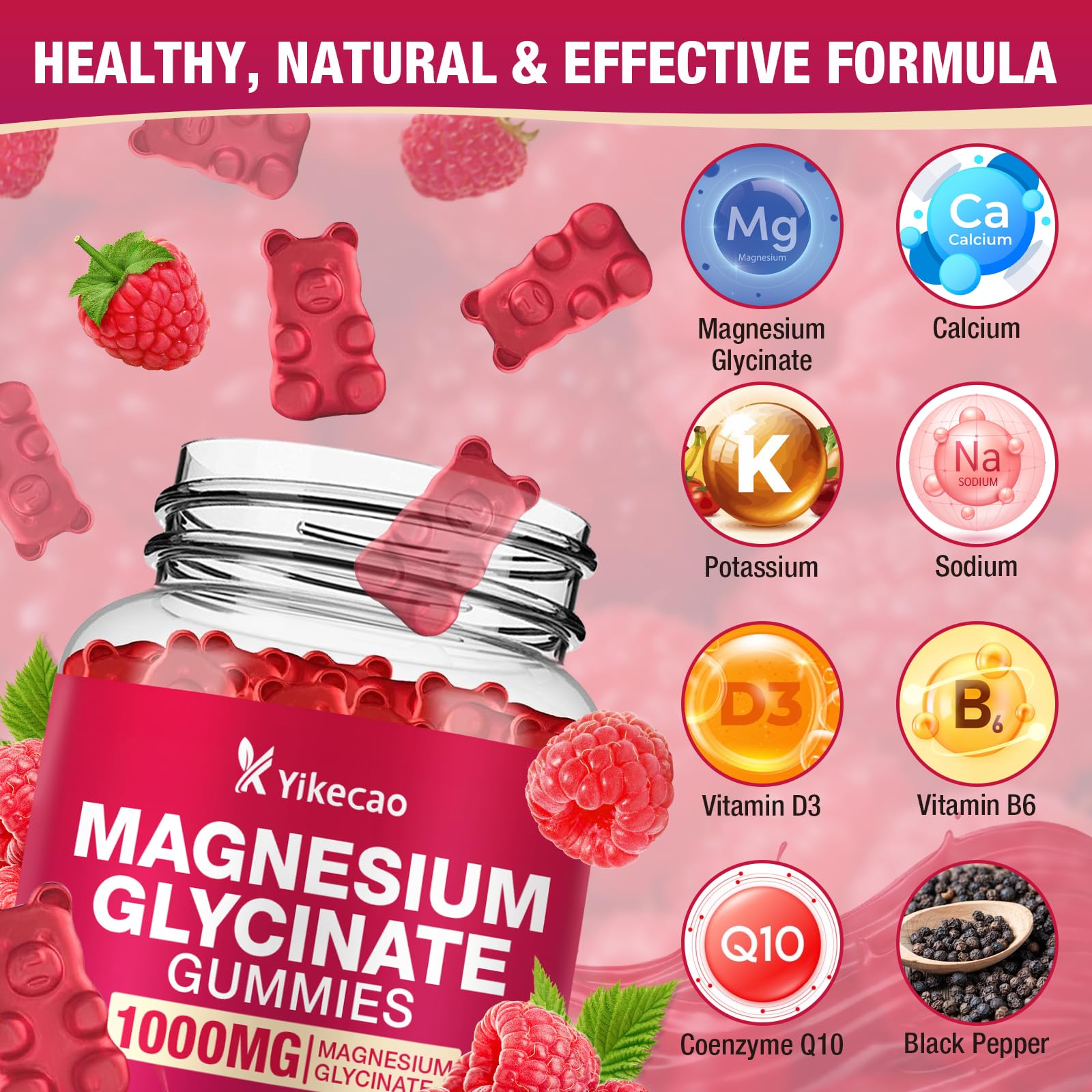 Yikecao Magnesium Gummies 1000mg soft texture close-up