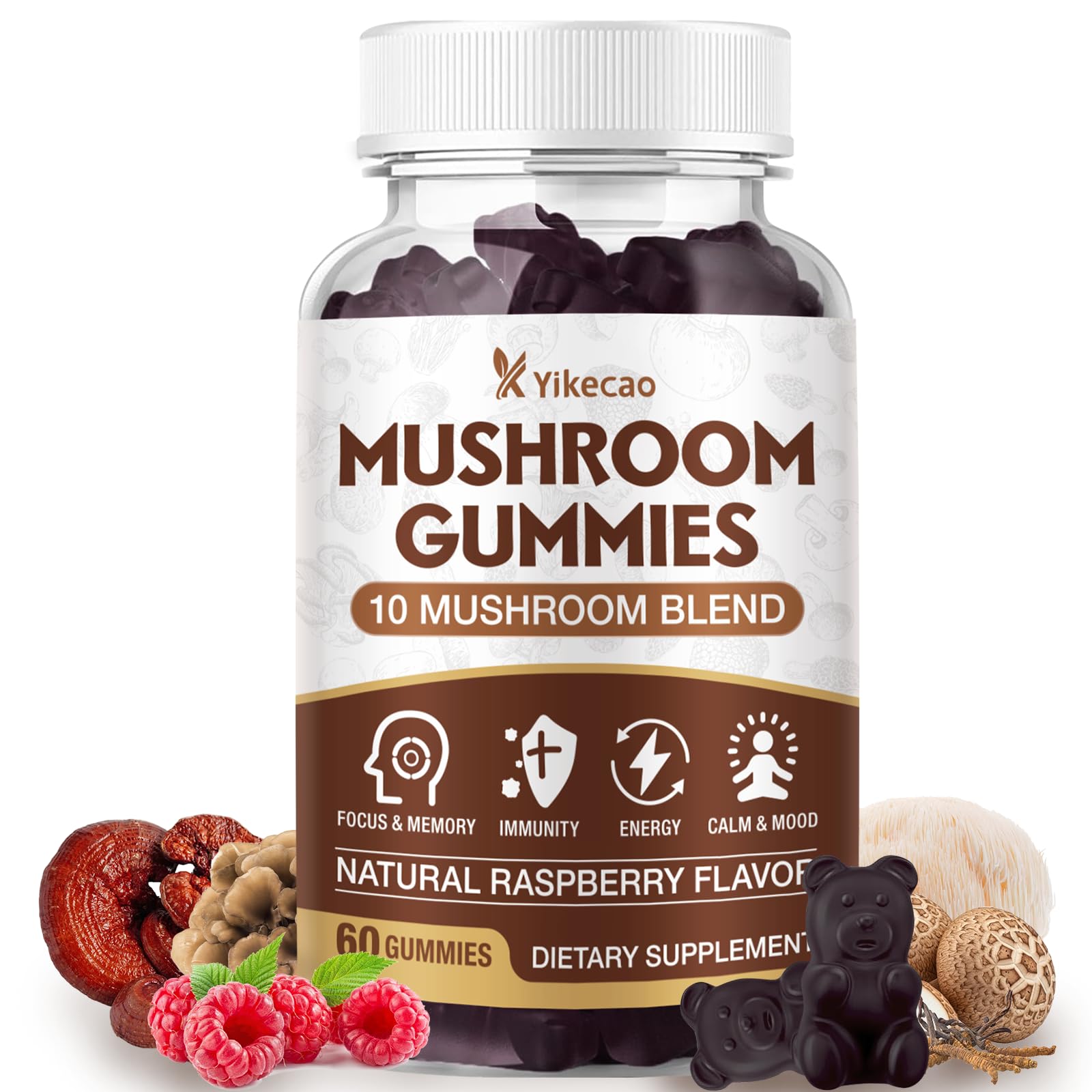 Yikecao Mushroom Gummies 10-Mushroom Complex front view