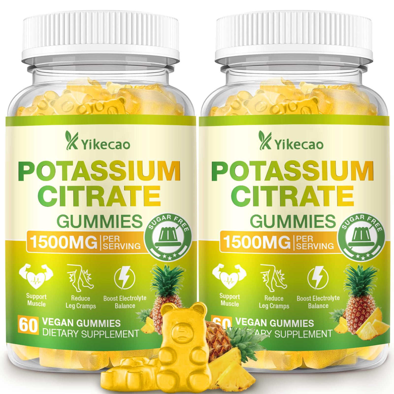 Yikecao Potassium Citrate Gummies 1500mg front view with packaging