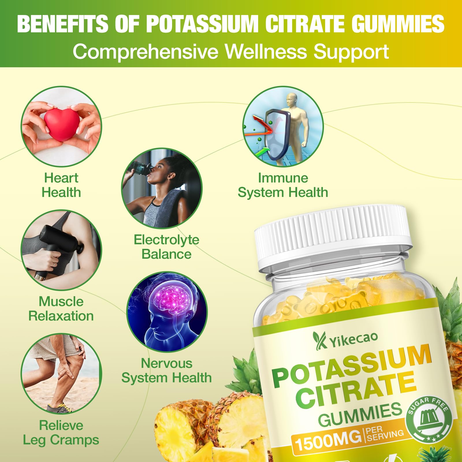 Yikecao Potassium Citrate Gummies pineapple flavour
