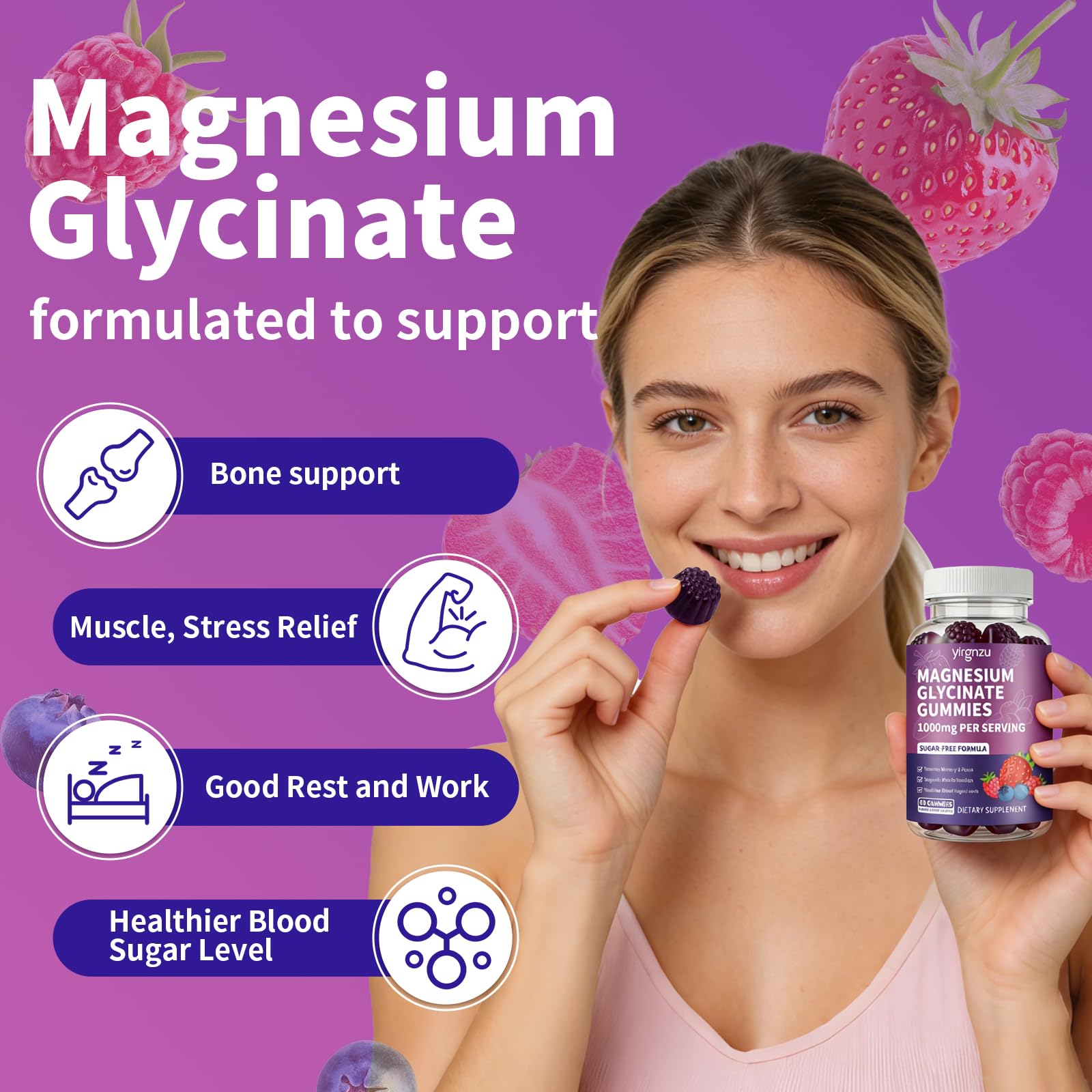 yirgnzu Magnesium Glycinate Gummies close-up of gummies