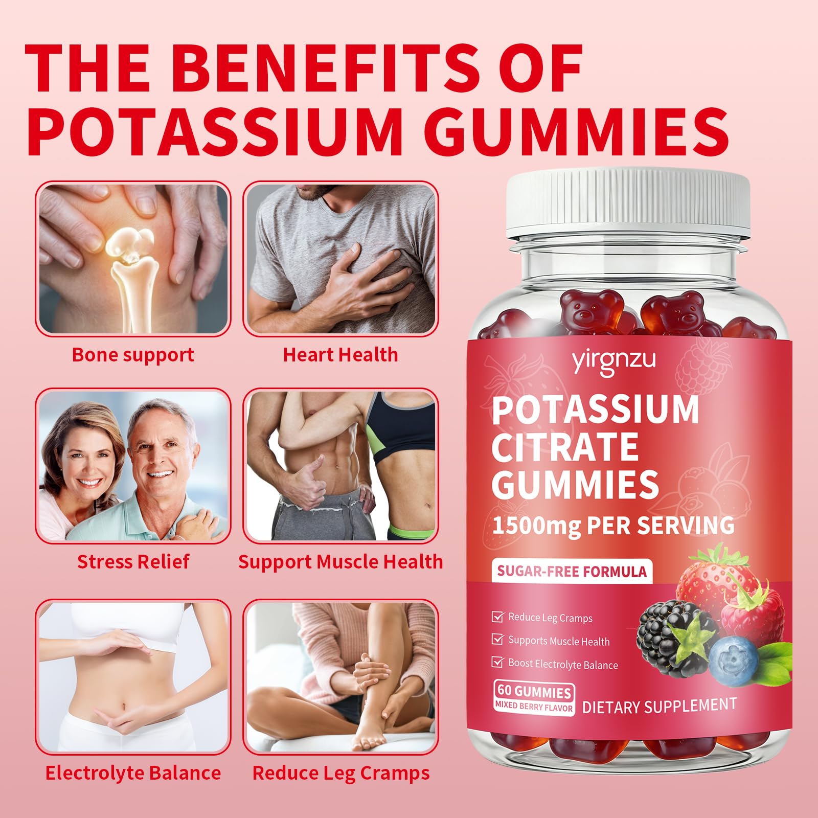 yirgnzu Potassium Gummies 1500mg side view of packaging