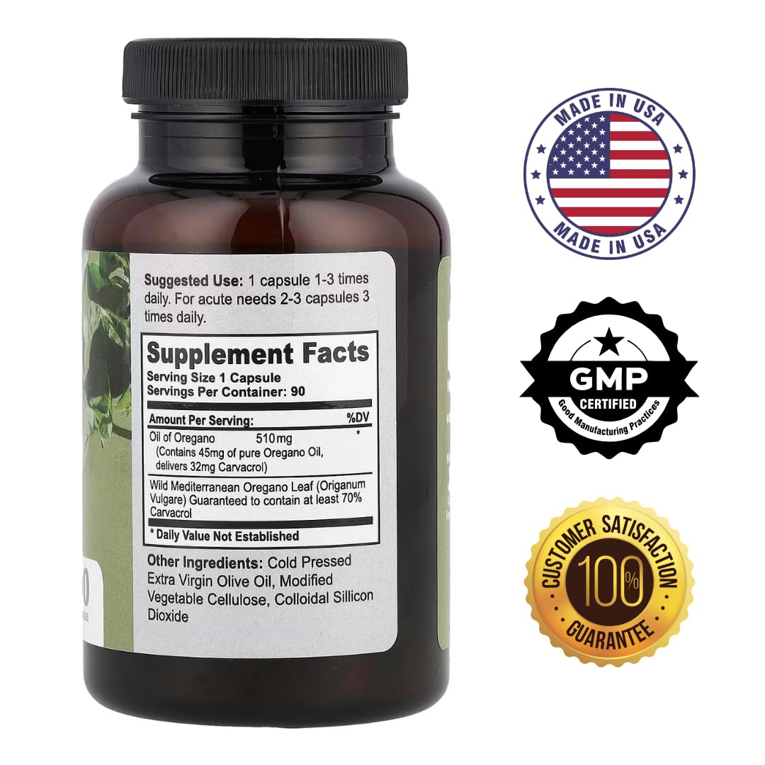 YISHIDA Oregano Oil Vegetarian Capsules side view