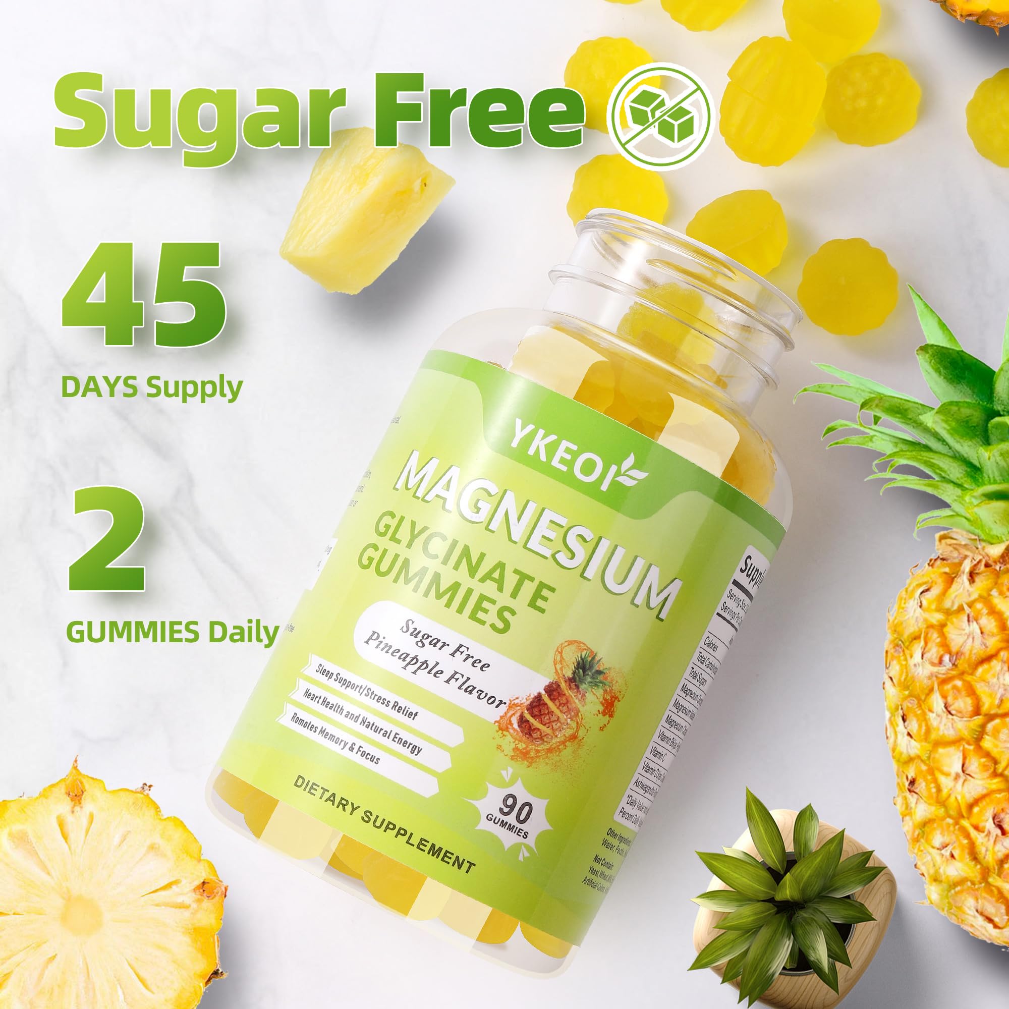 YKEOI Magnesium Gummies bottle side view