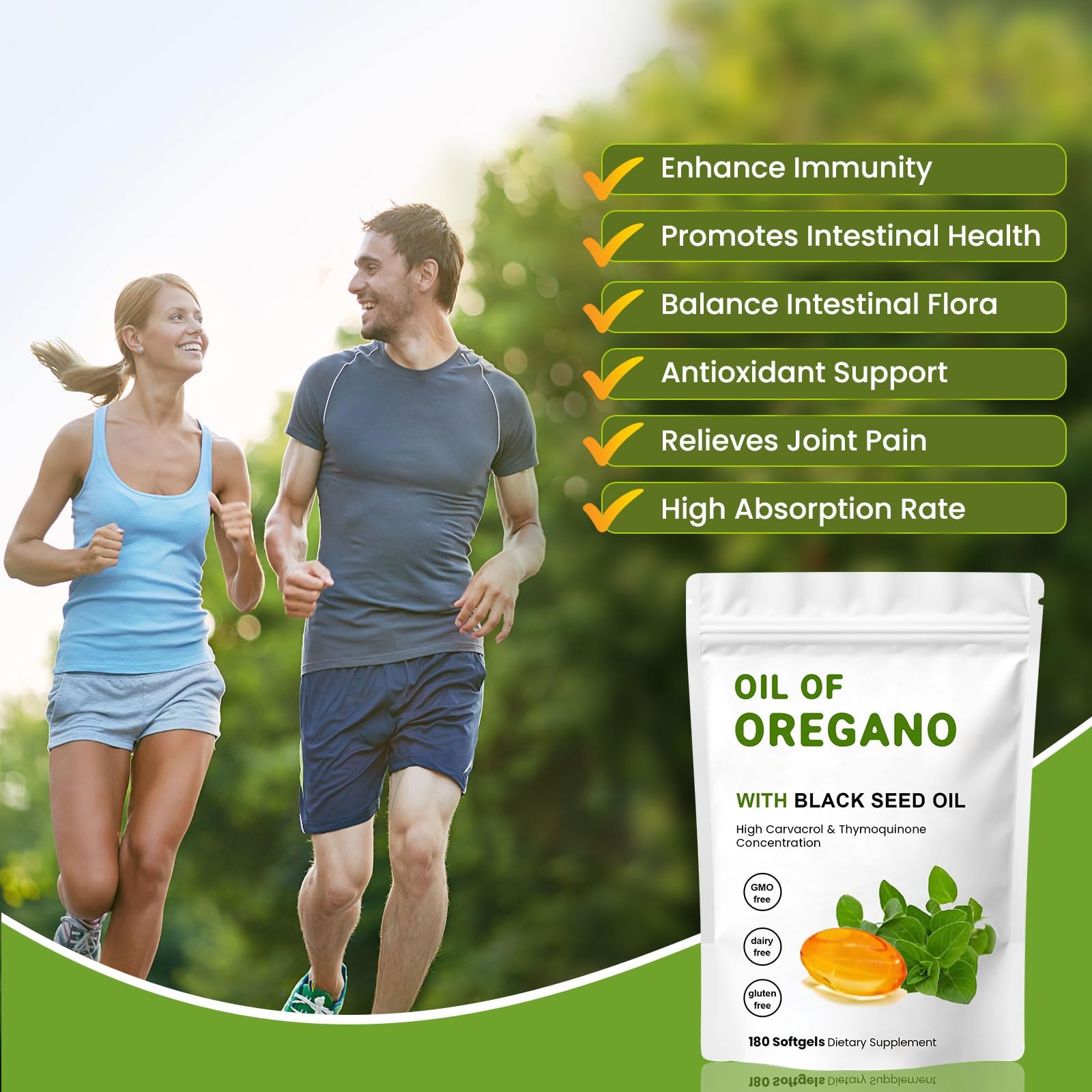 YKJHCSL Oregano Oil Softgels 6000mg back view