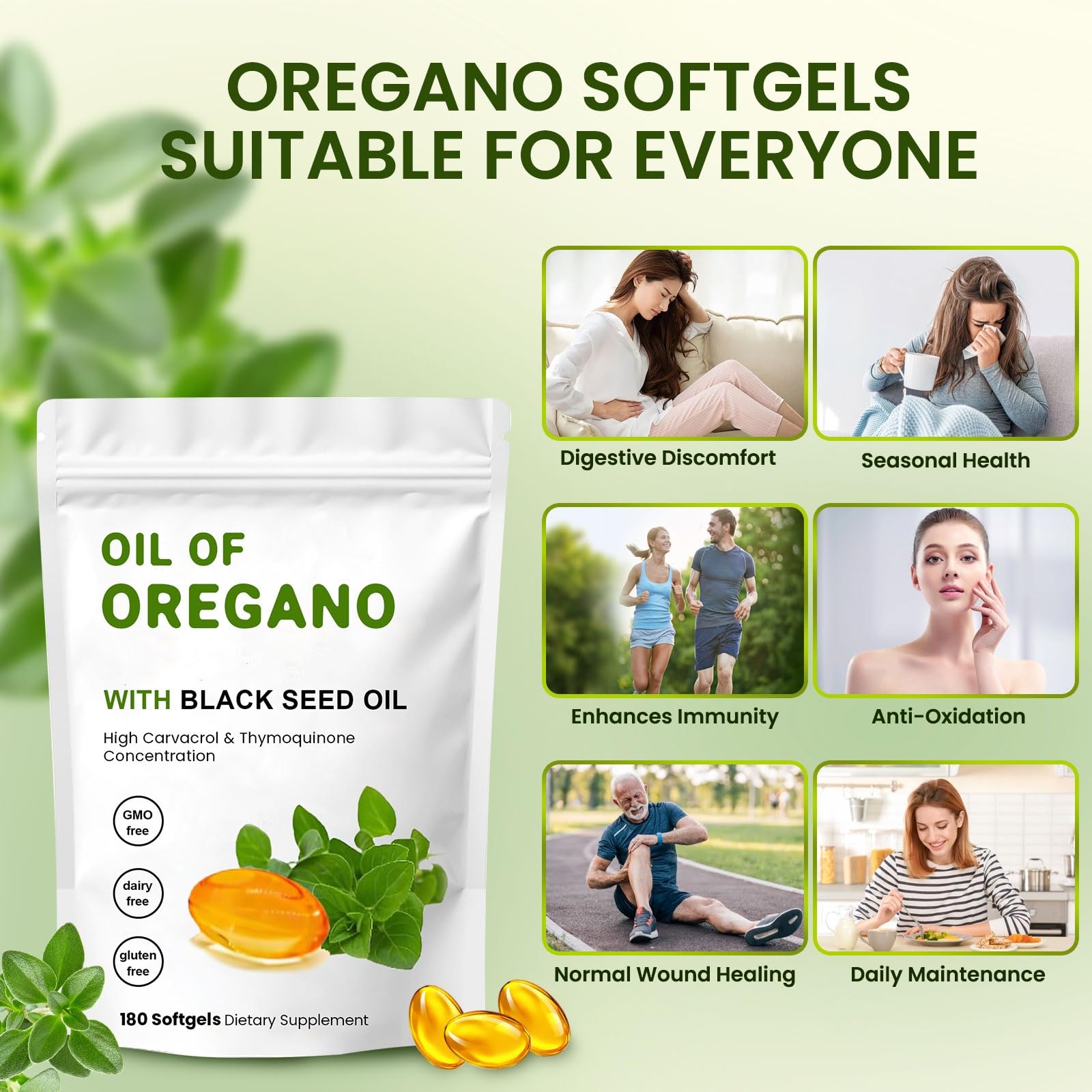 YKJHCSL Oregano Oil Softgels 6000mg packaging