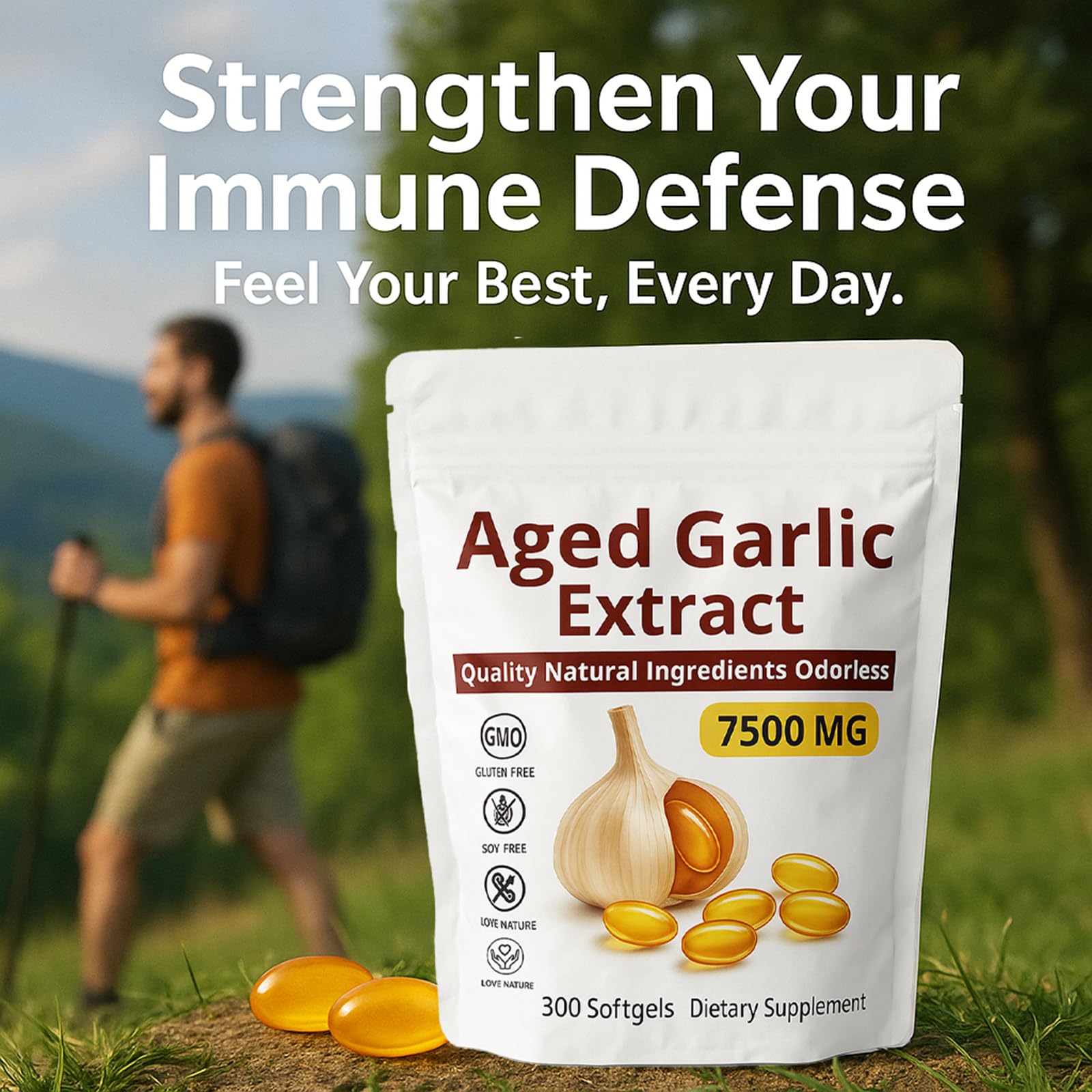 YLOTRE Aged Garlic Extract Capsules opened bottle