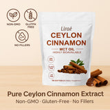 YLOTRE Ceylon Cinnamon Capsules 7200mg on a wooden table
