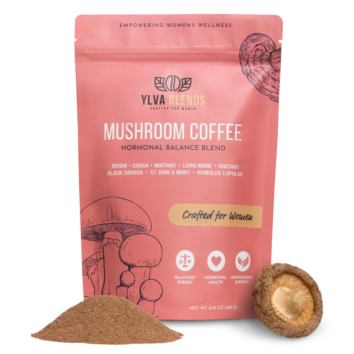 Ylva Blends Instant Mushroom Coffee 180g front view
