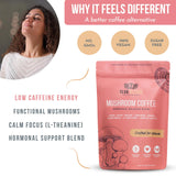 Ylva Blends Instant Mushroom Coffee with coffee beans