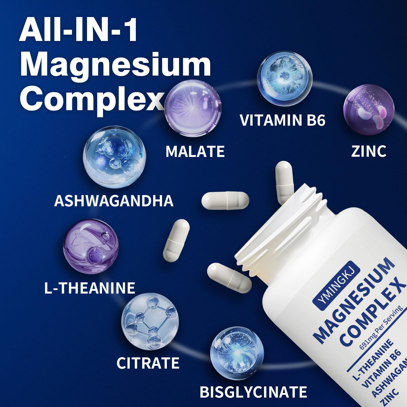 YMINGKJ Magnesium Supplement side view showing packaging details