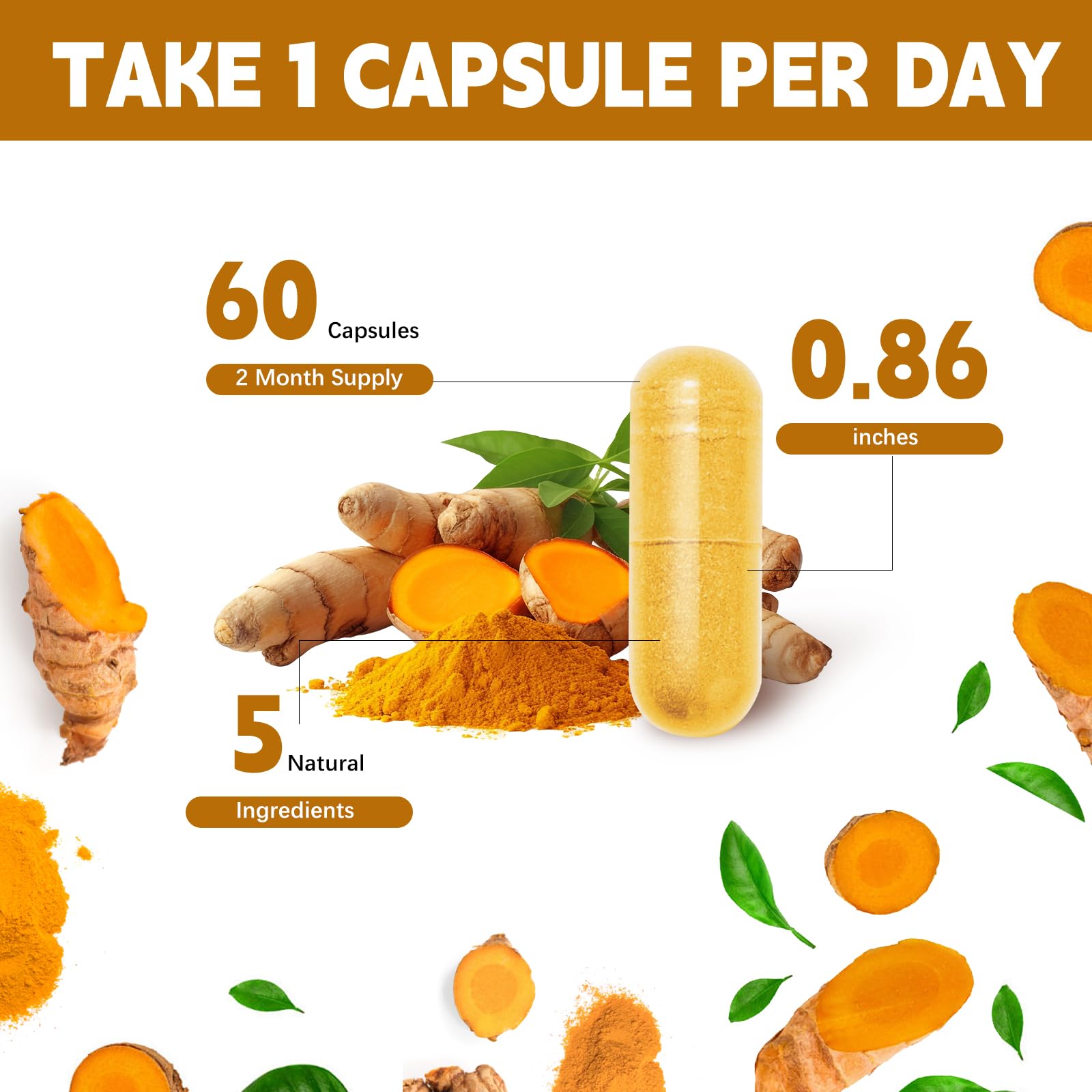 YMINGKJ Turmeric Complex Capsules side view showing capsule