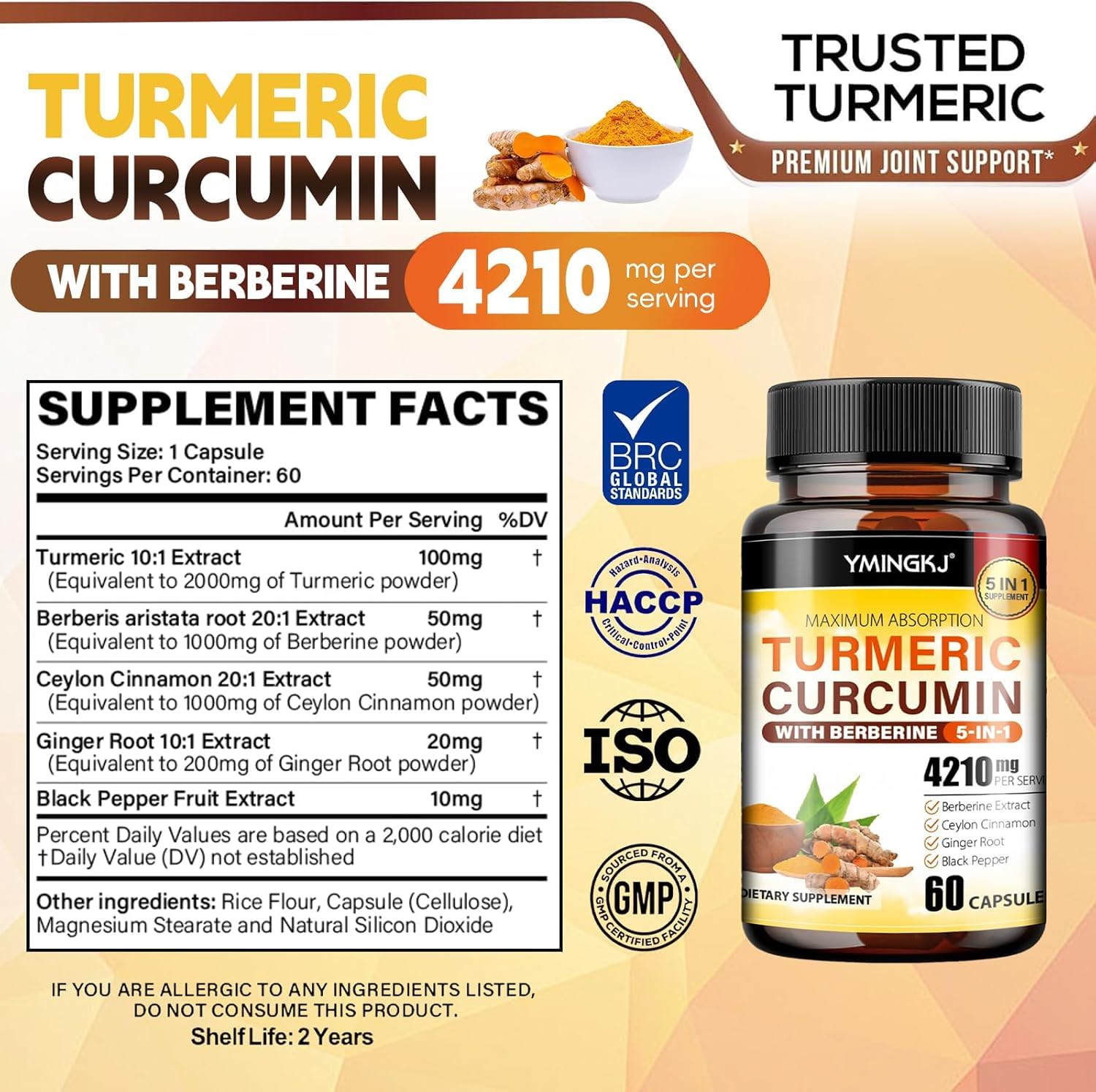 YMINGKJ Turmeric Complex Capsules with black pepper