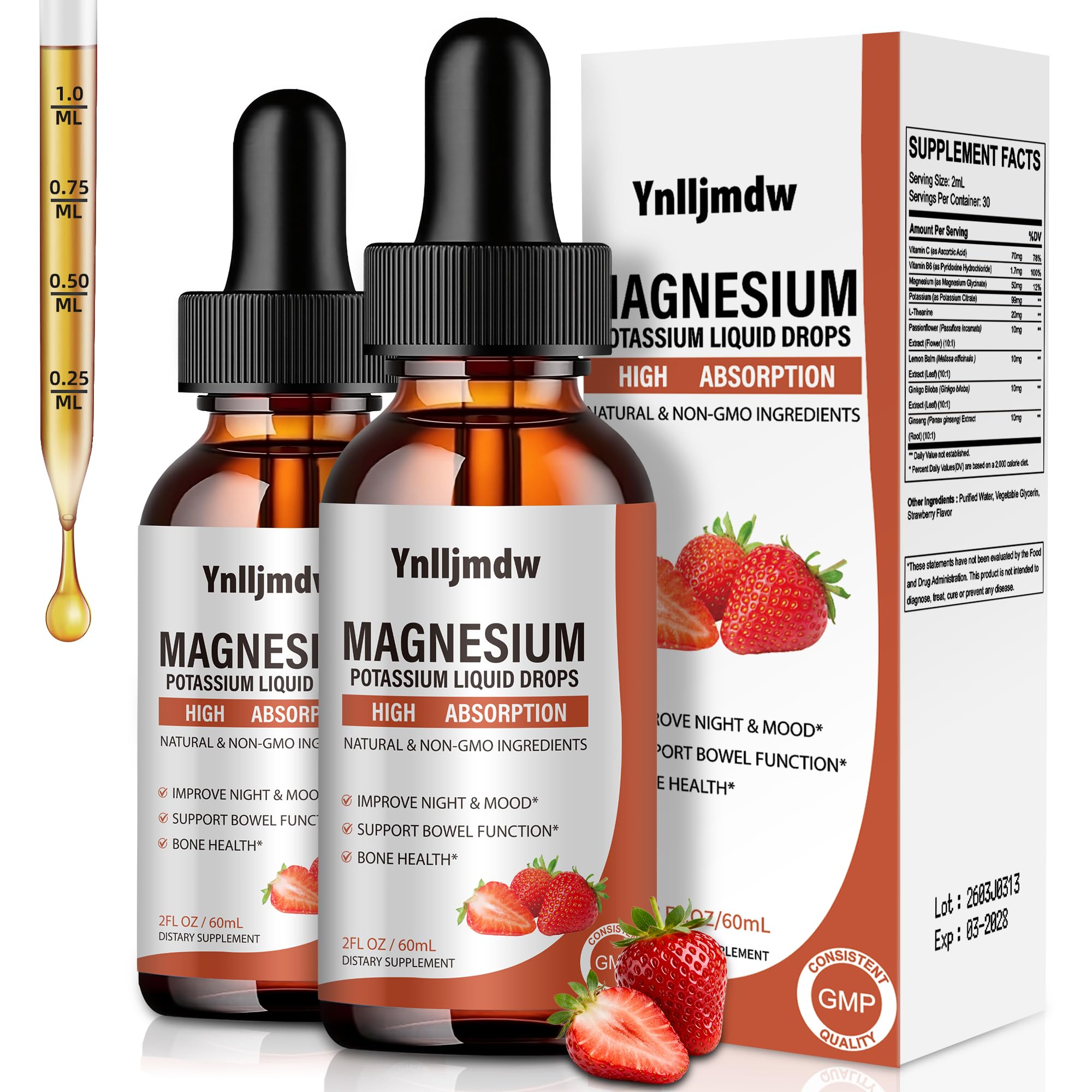 Ynlljmdw Magnesium Potassium Liquid Drops 60ml bottle front view