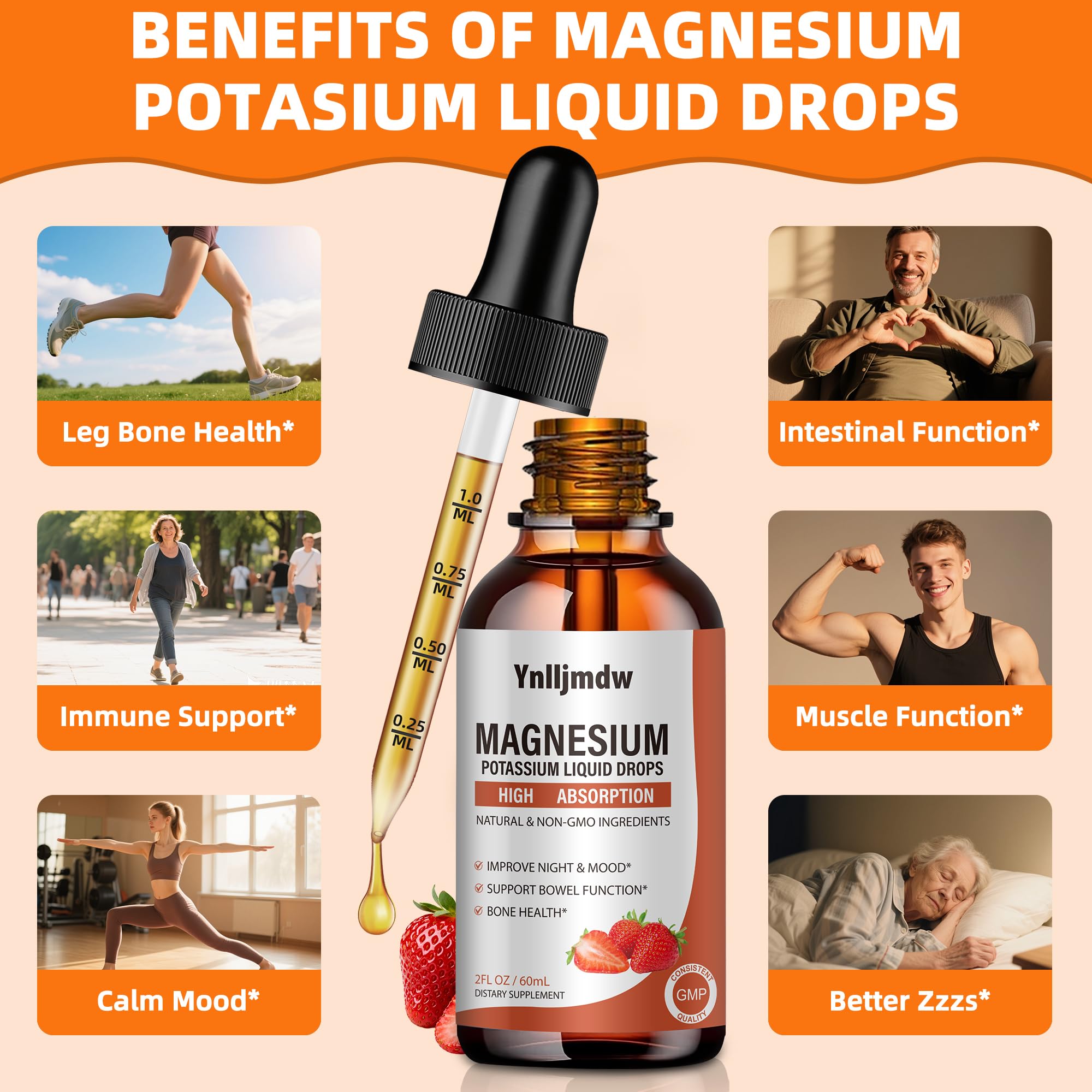 Ynlljmdw Magnesium Potassium Liquid Drops 60ml packaging side view