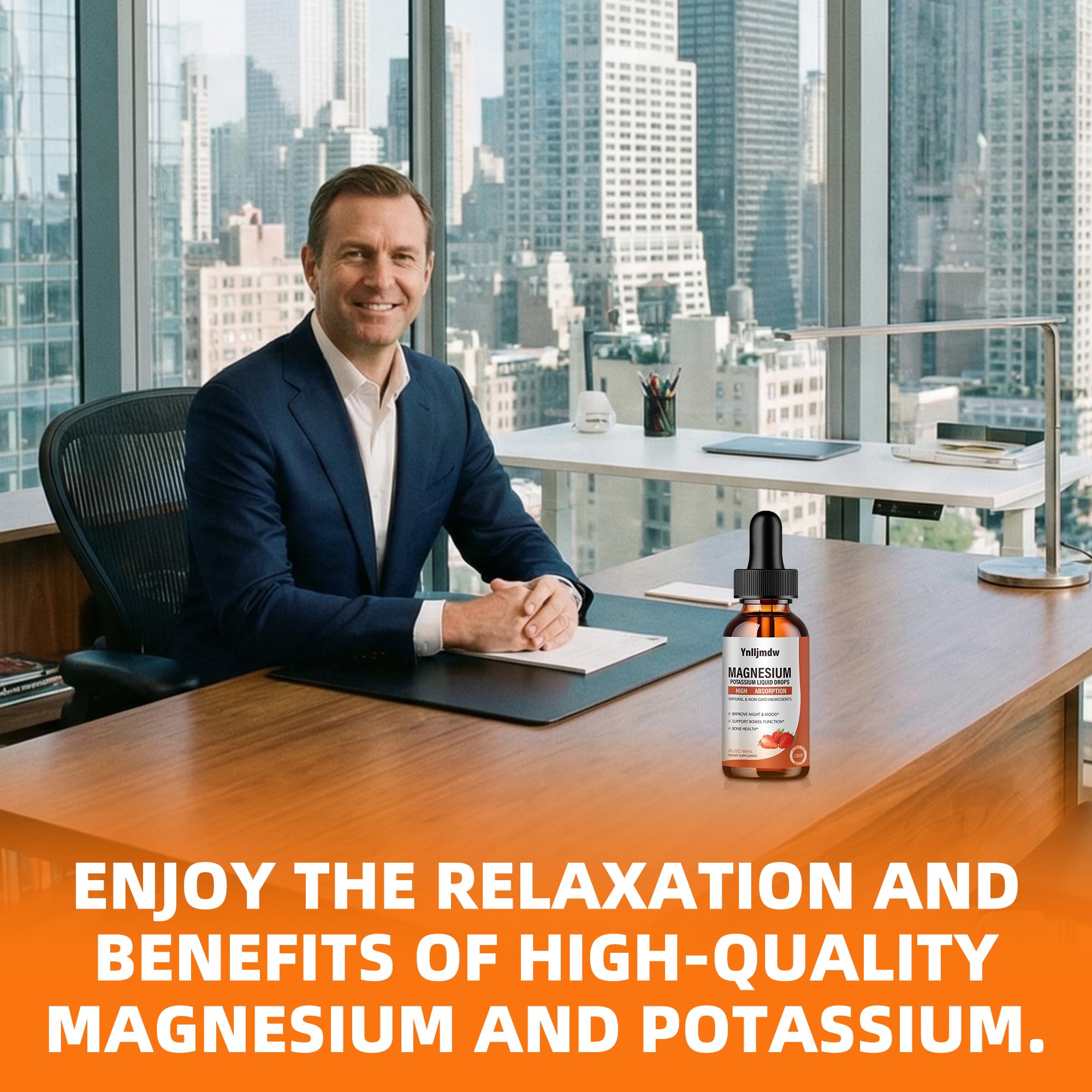 Ynlljmdw Magnesium Potassium Liquid Drops 60ml with fresh strawberries