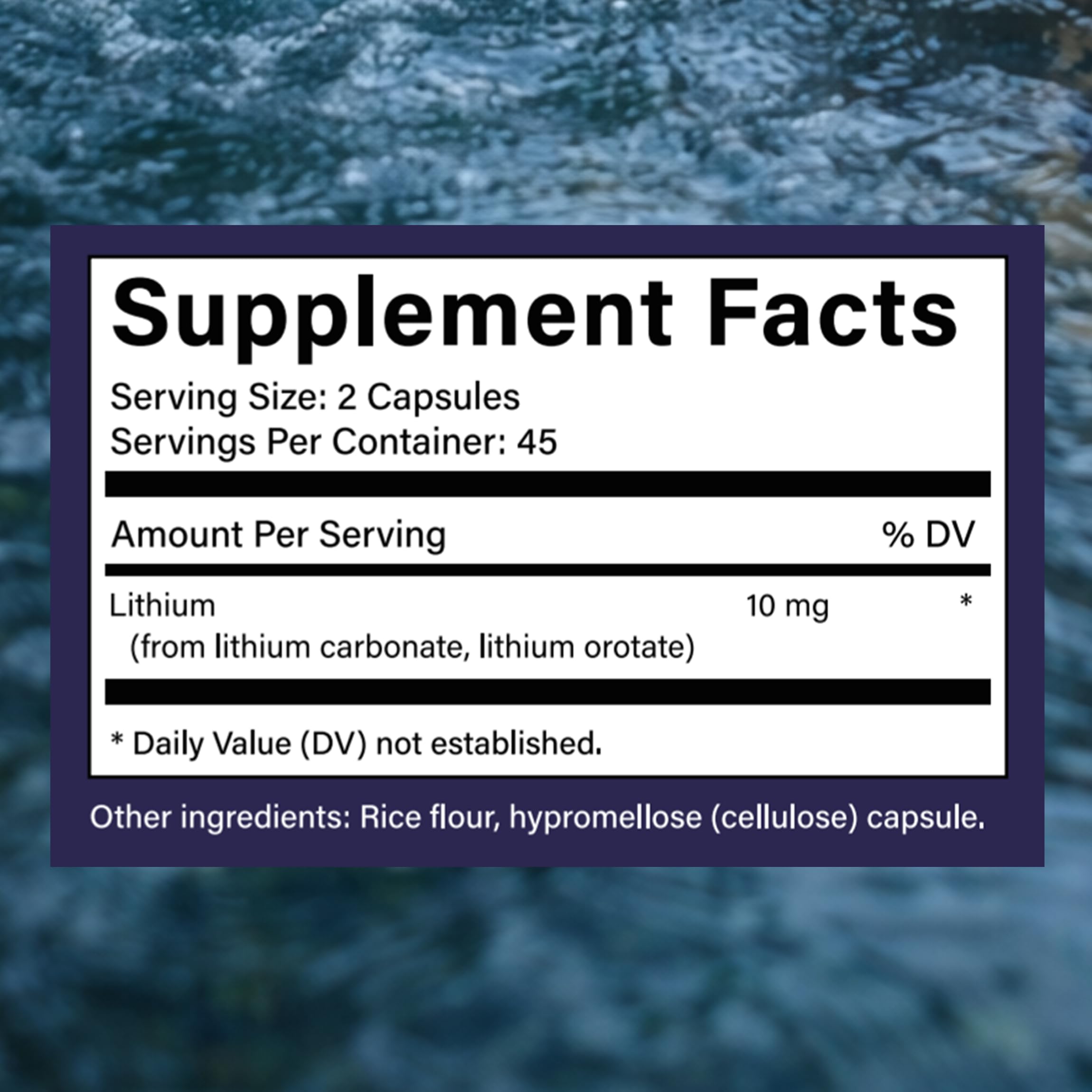 YOCMIPS Lithium Orotate Capsules back view with ingredient details