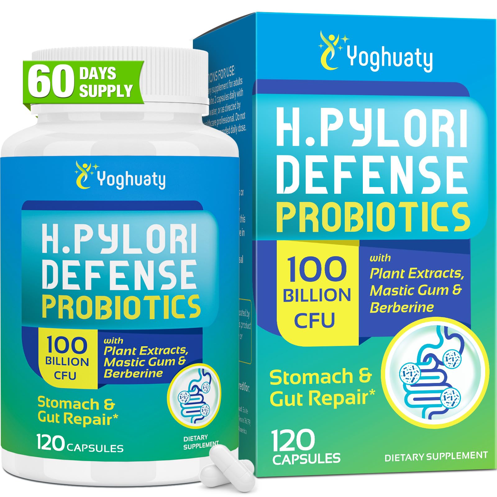Yoghuaty Probiotic Capsules 120 count bottle front view