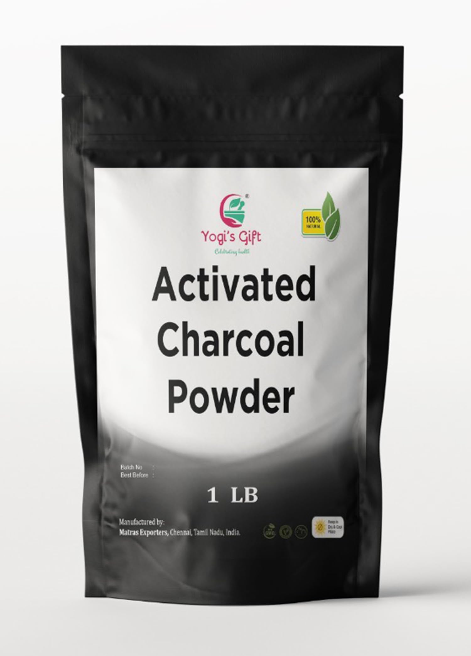 YOGI’S GIFT Coconut Charcoal Powder 20g front view