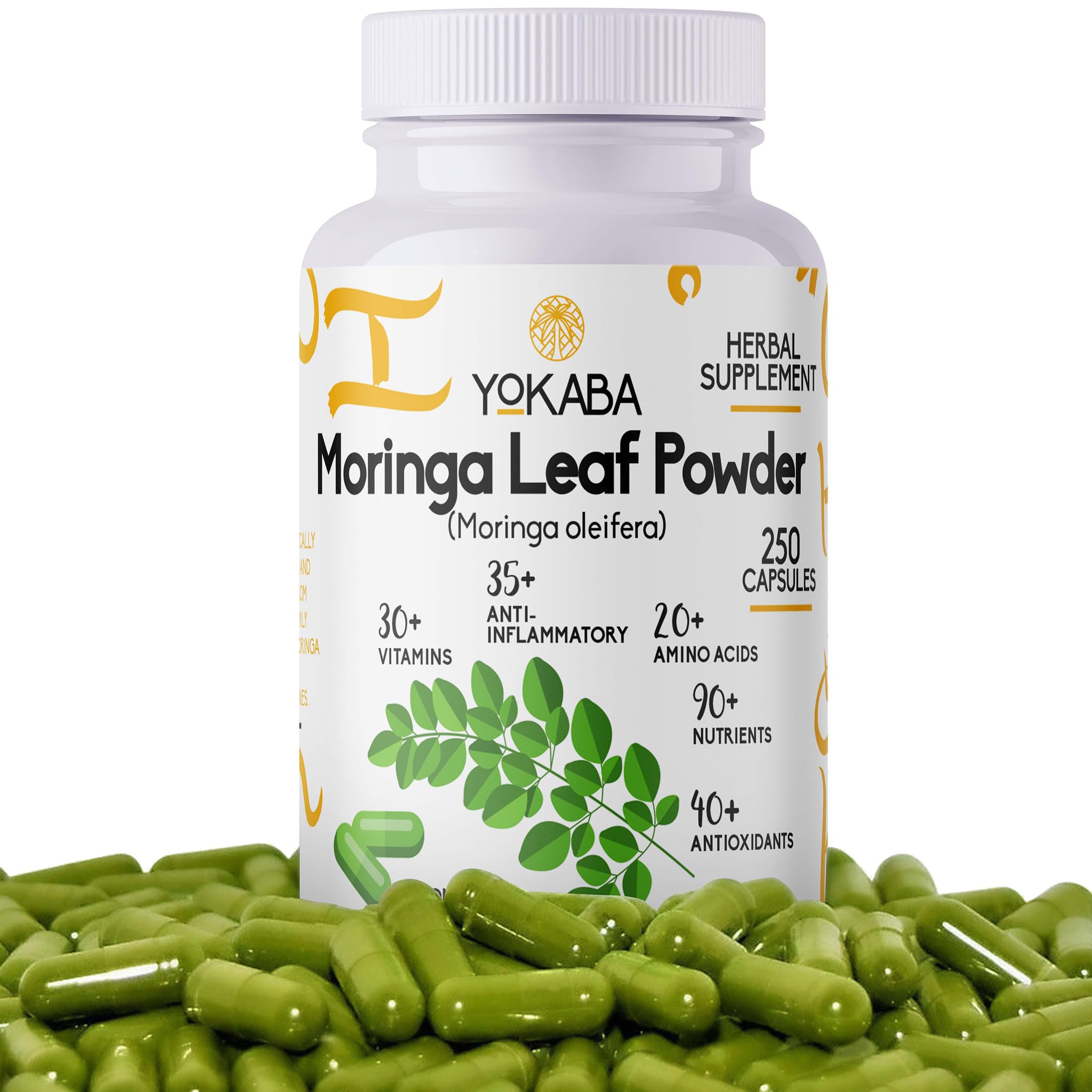 Yokaba Moringa Capsules 250 Count front view