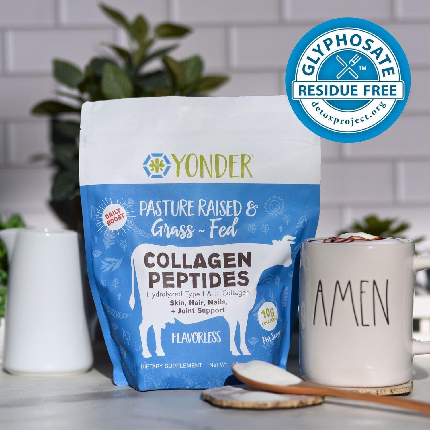 Yonder Collagen Peptides 454g back view packaging