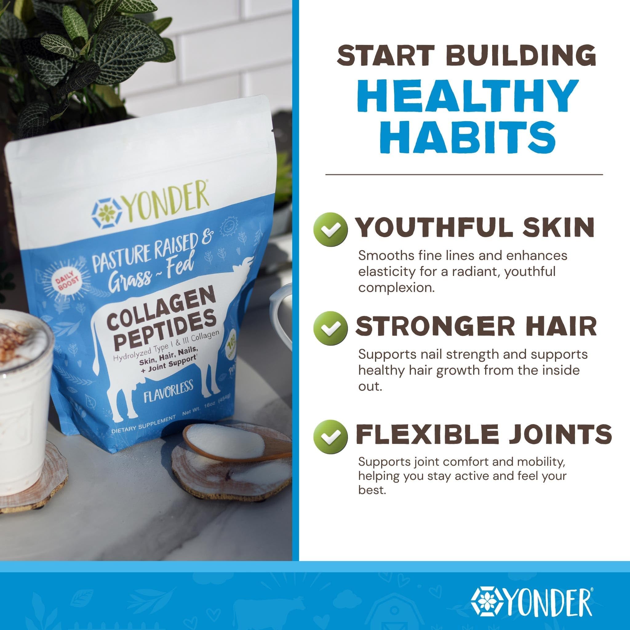 Yonder Collagen Peptides with coffee and tea