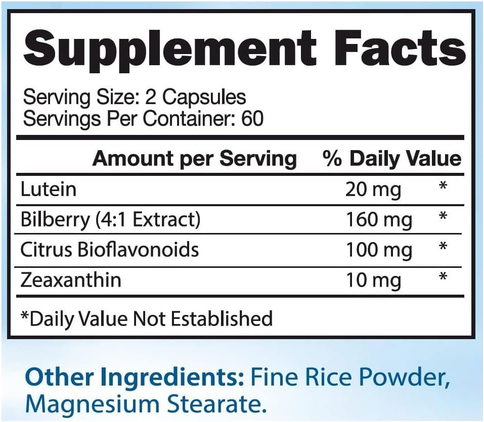 YongWell Bilberry Capsules showing 120 count